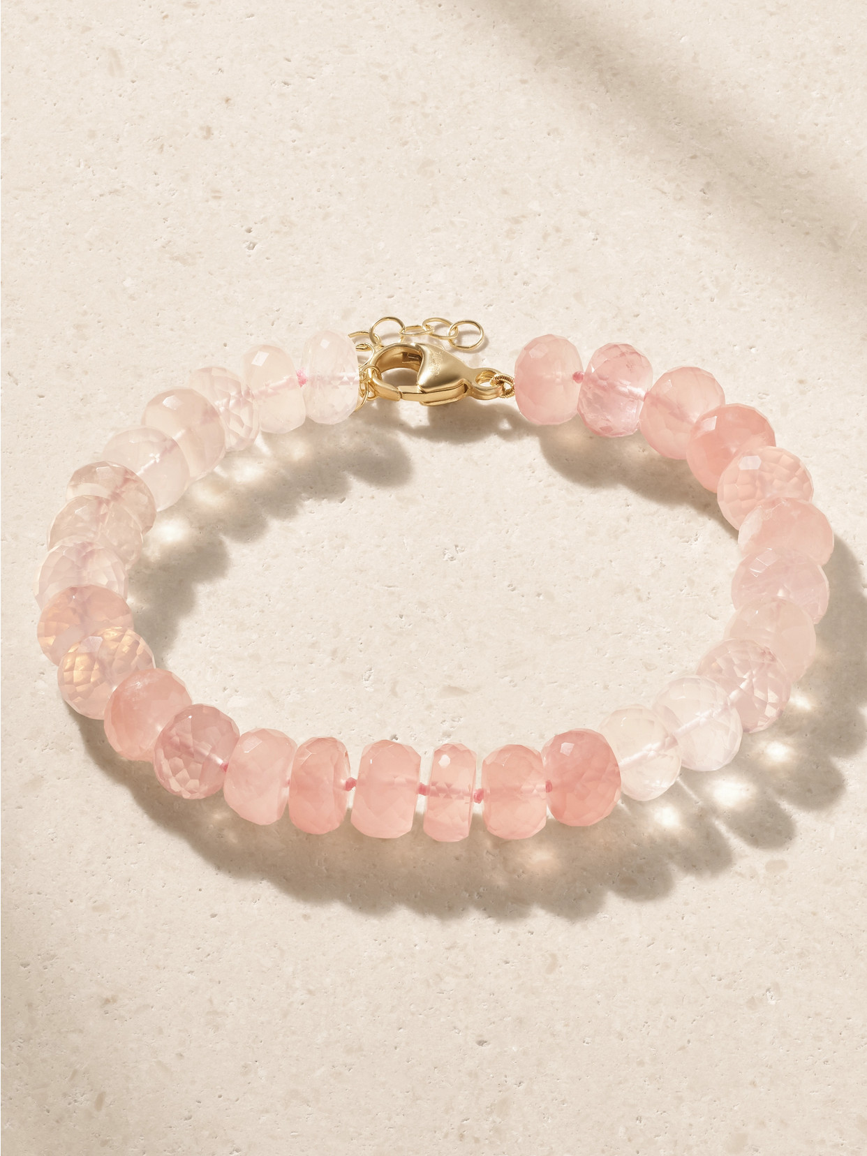 Jia Jia Oracle 18-karat Gold Rose Quartz Beaded Bracelet In Pink