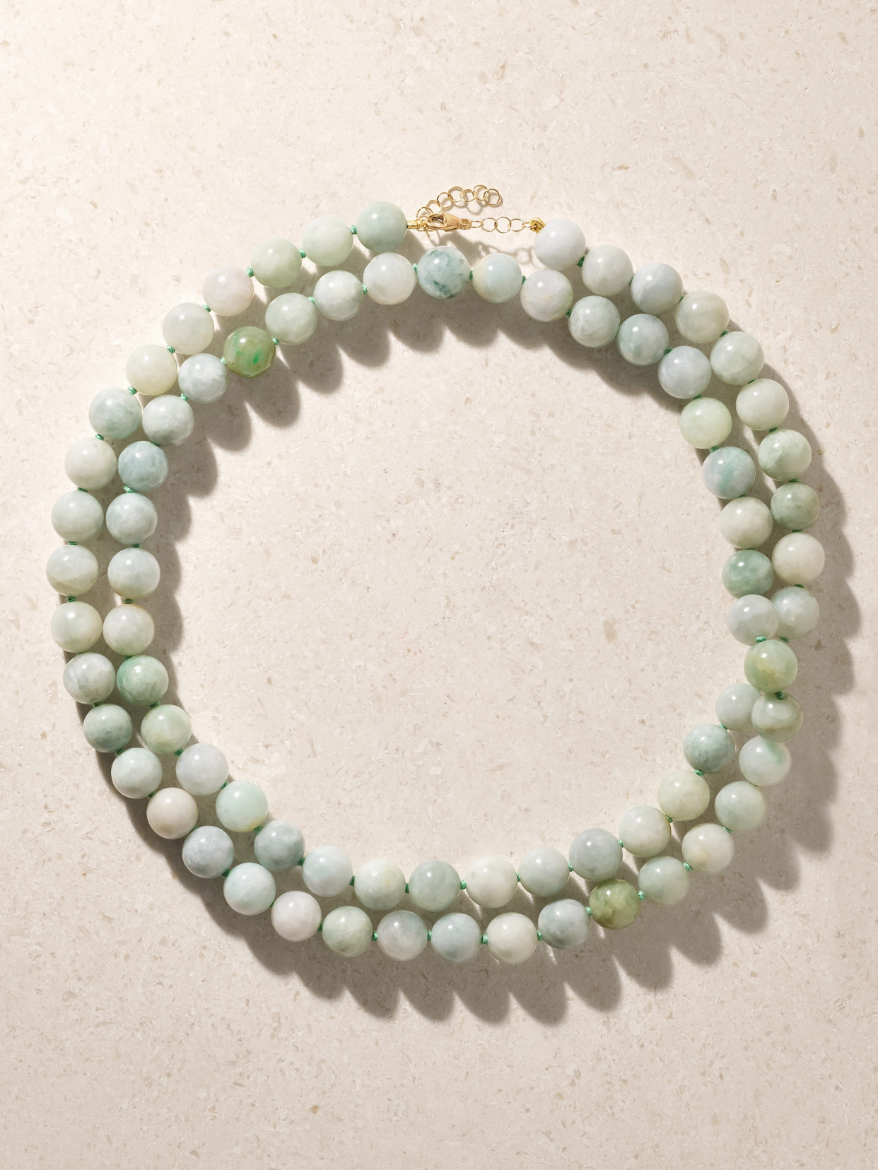 Jia Jia Double 14-karat Gold Jade Necklace In Green