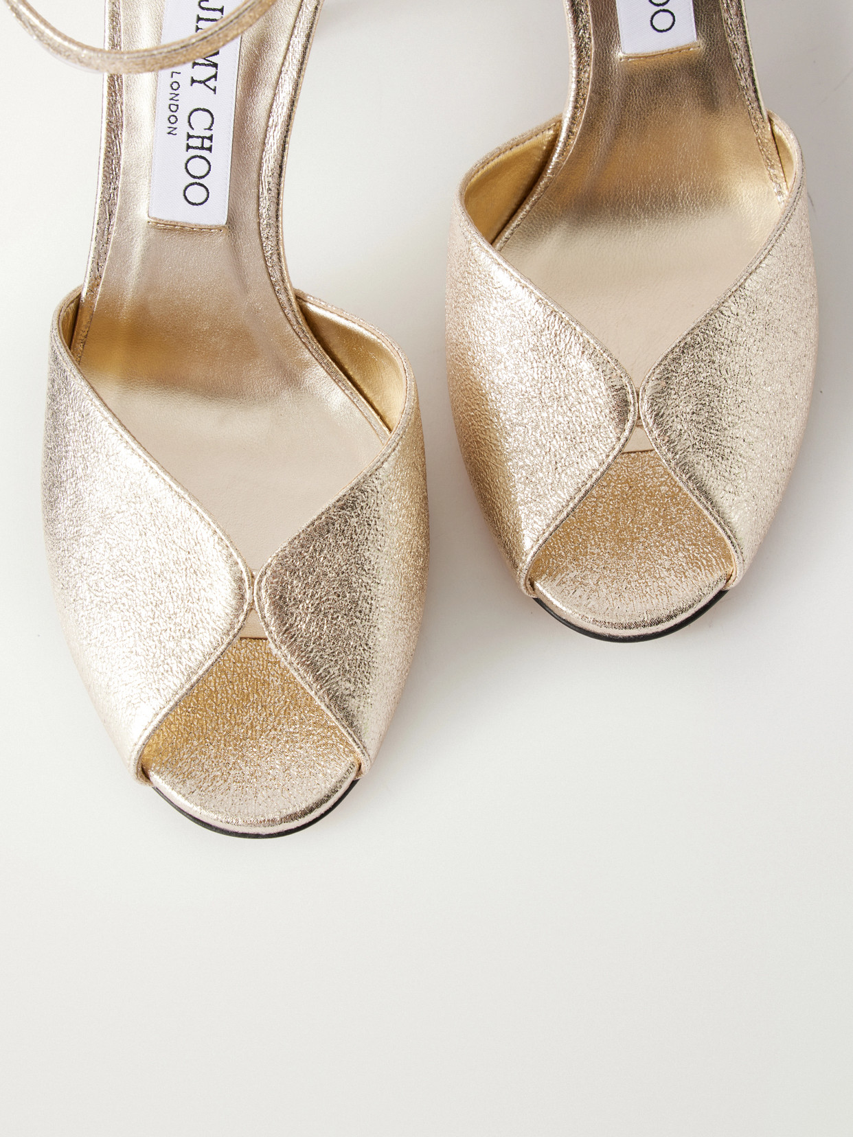 Sacora 85 Metallic Crinkled-Satin Sandals