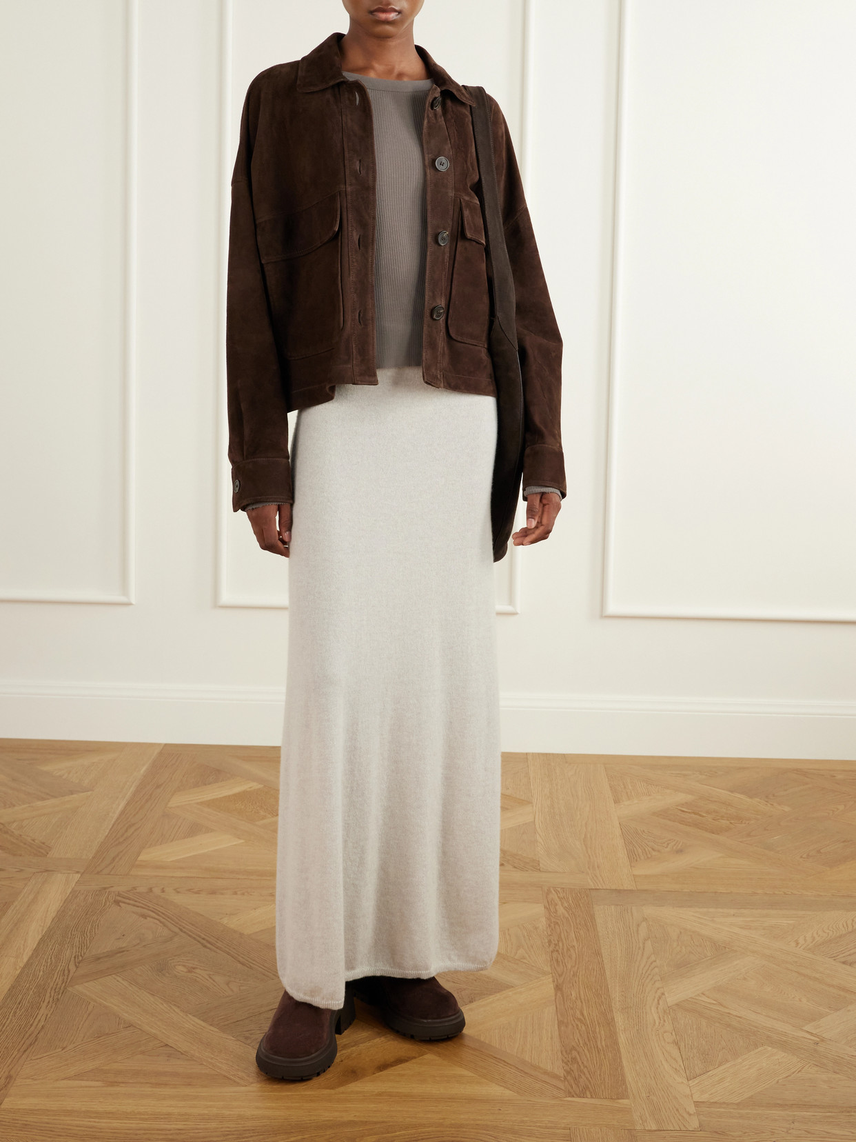 Tamia 70 Cable-Knit Wool And Suede Chelsea Boots