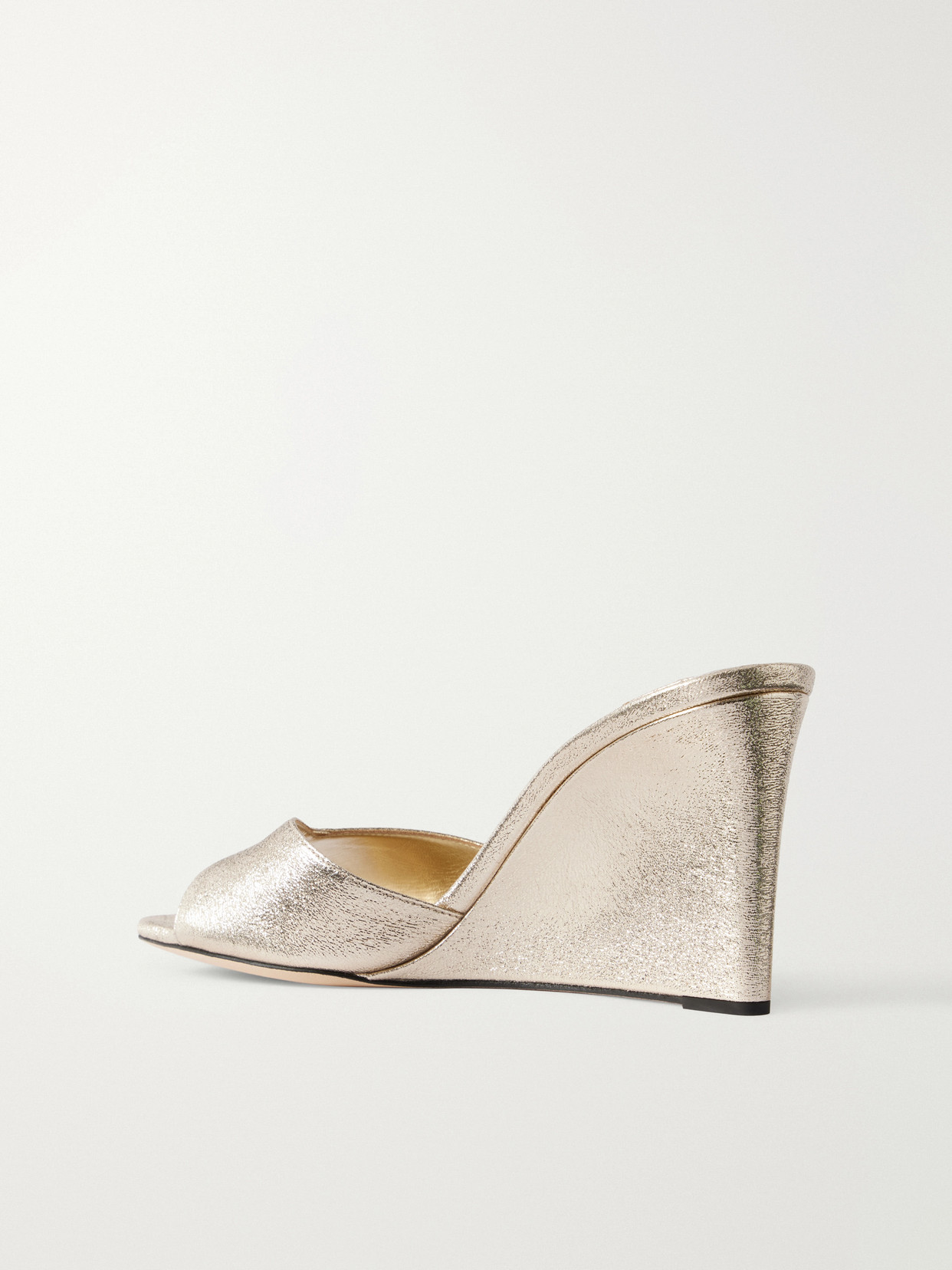Skye 85 Metallic Crinkled-Satin Wedge