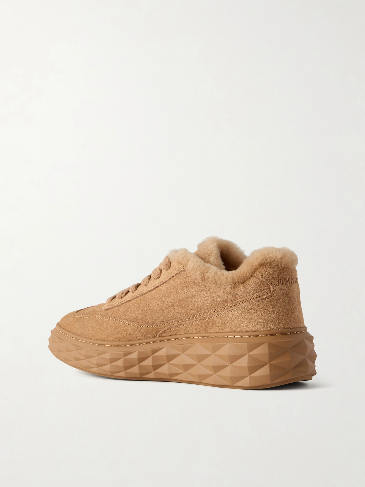 Diamond Maxi Retro Shearling-Trimmed Sneakers