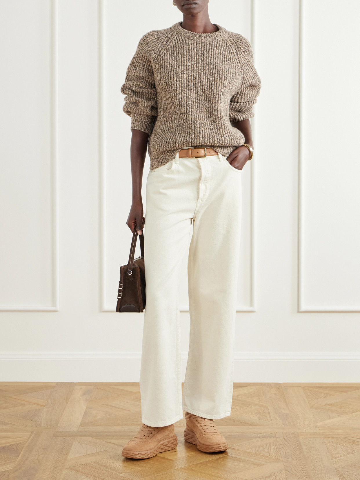 Diamond Maxi Retro Shearling-Trimmed Sneakers