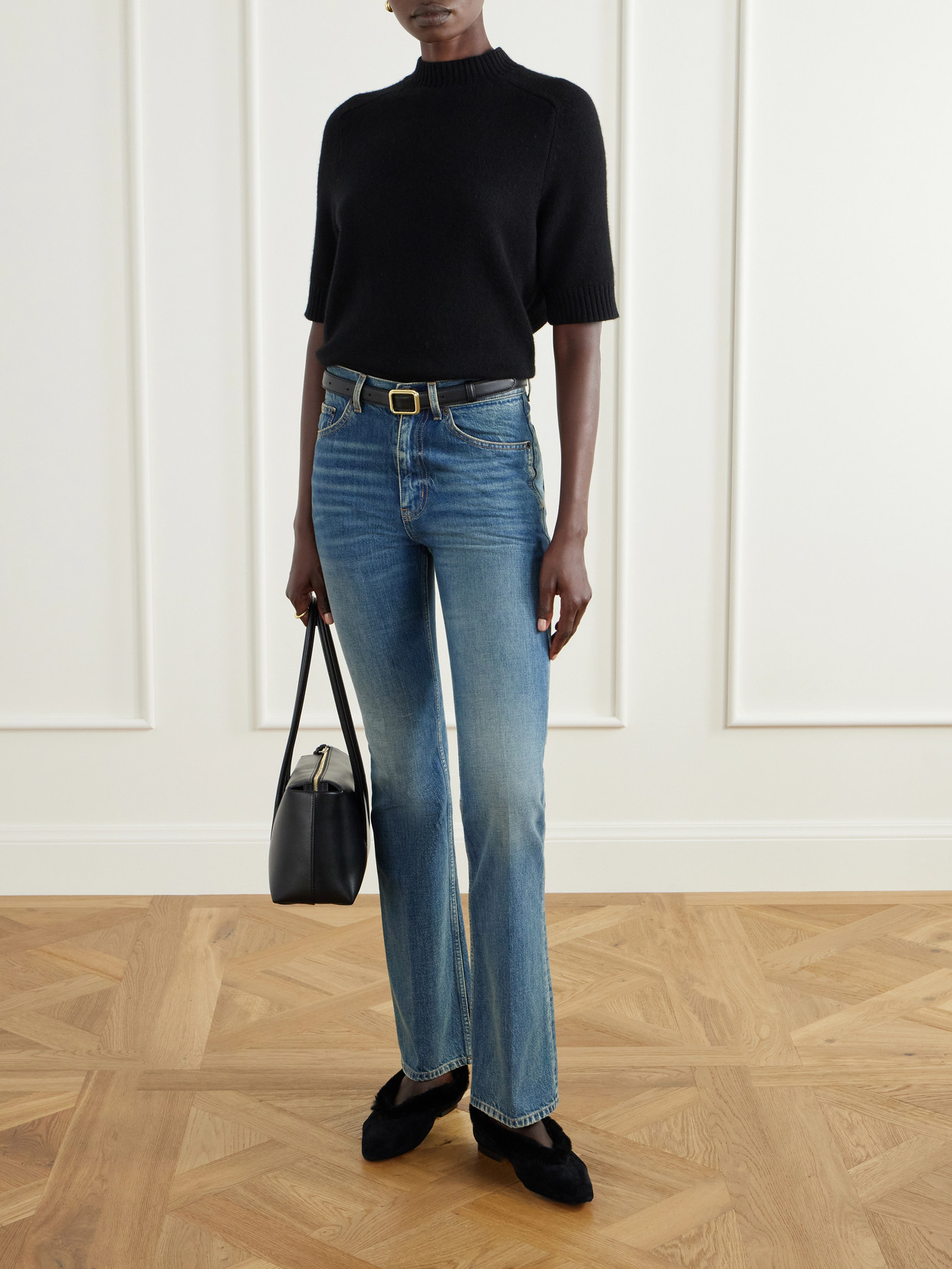 Margot Shearling-Trimmed Ballet Flats