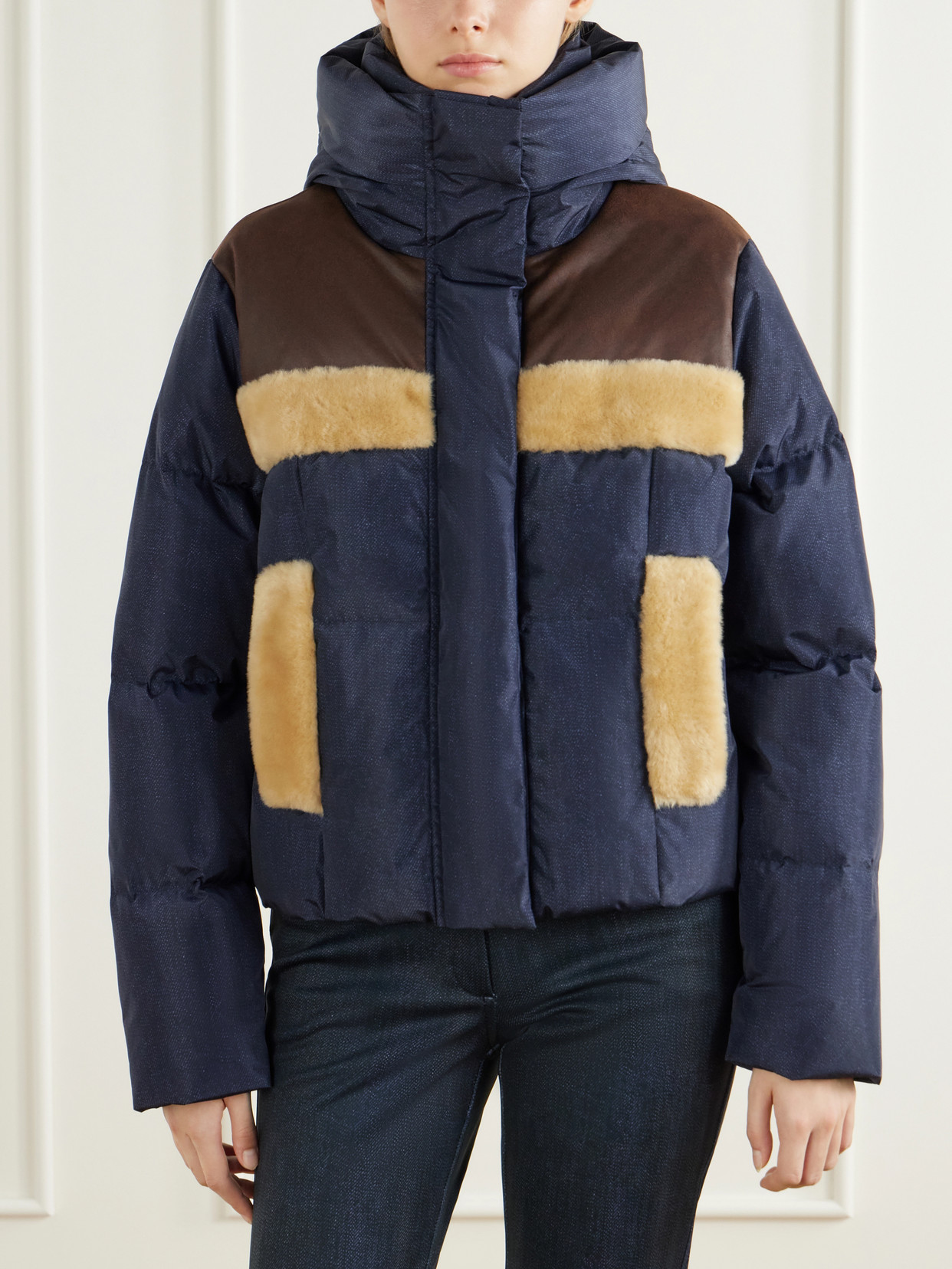Kori Hooded Plush-Trimmed Recycled Shell Ski Jacket