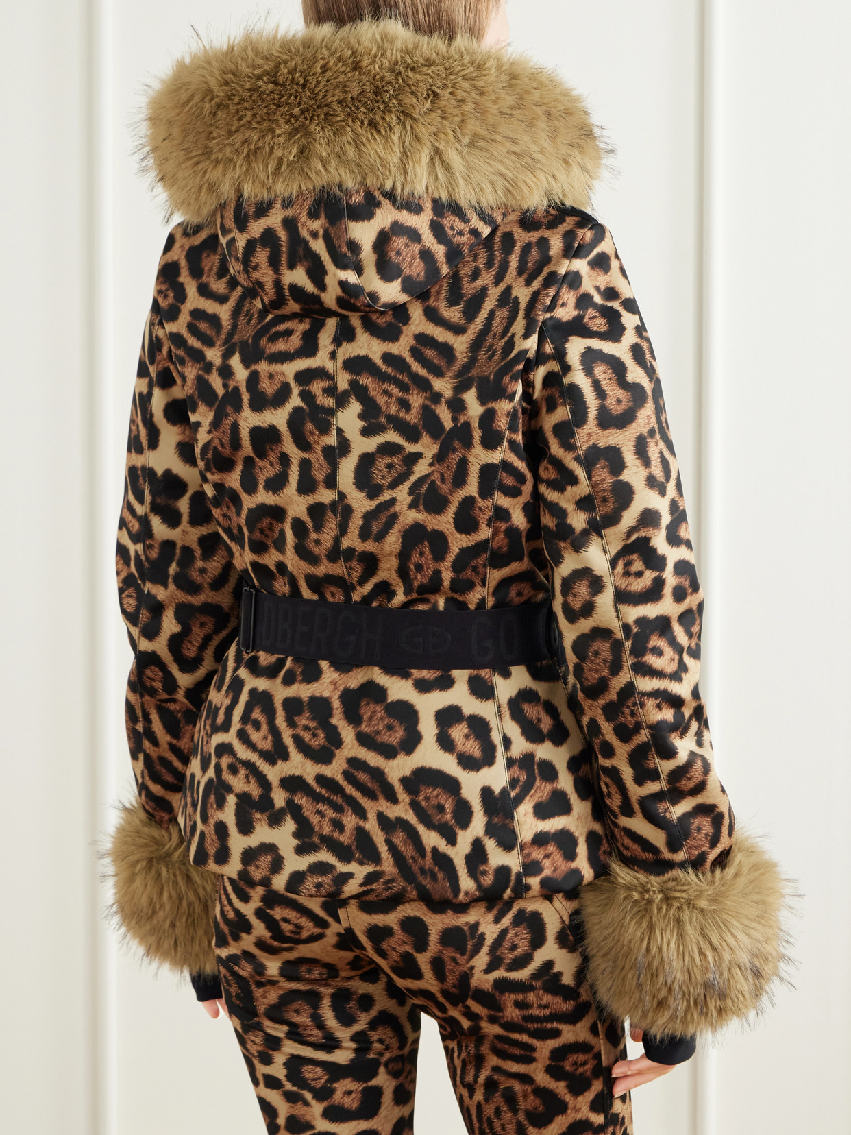 Jagger Belted Plush-Trimmed Leopard-Print Ski Jacket