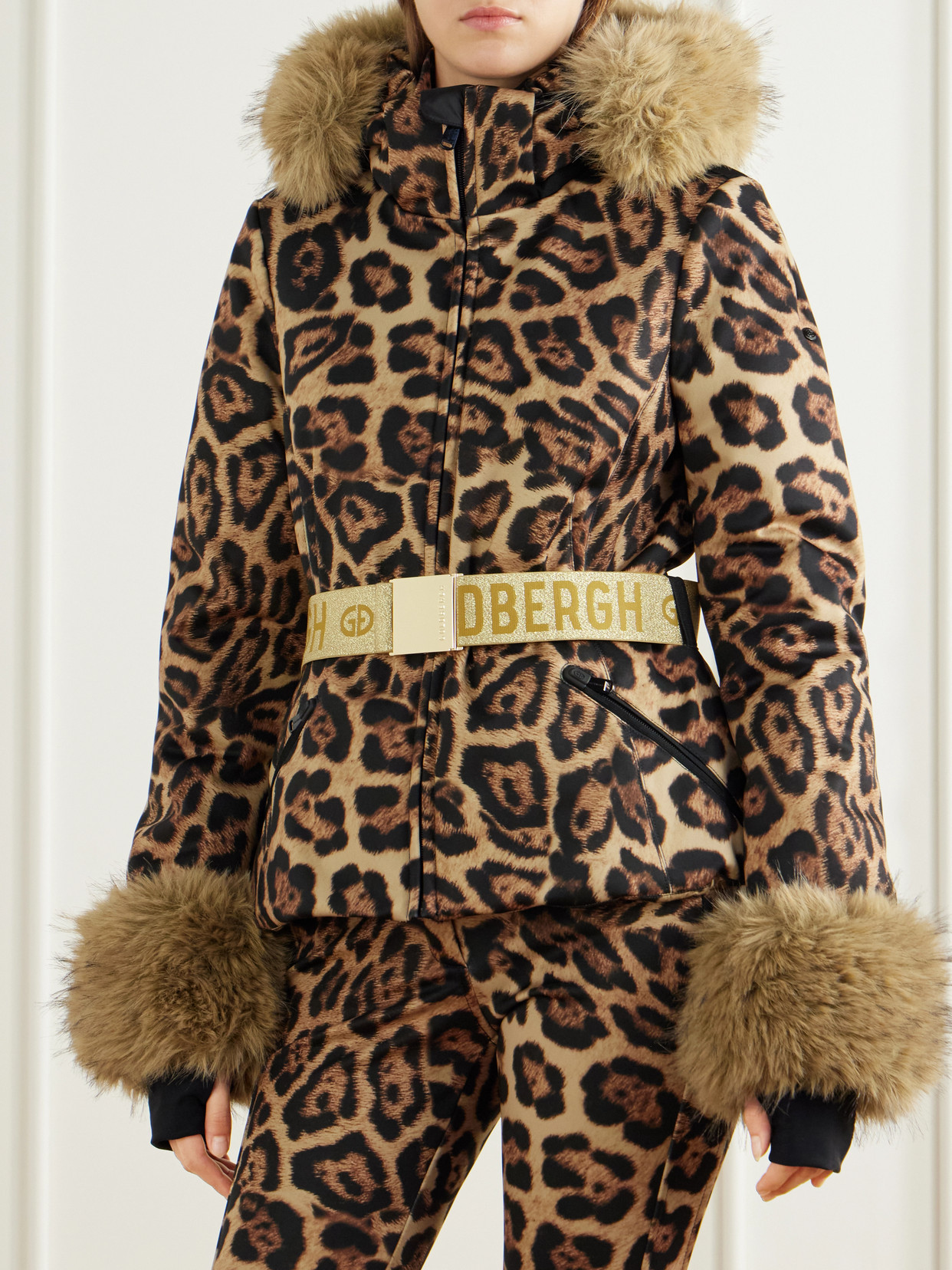 Jagger Belted Plush-Trimmed Leopard-Print Ski Jacket