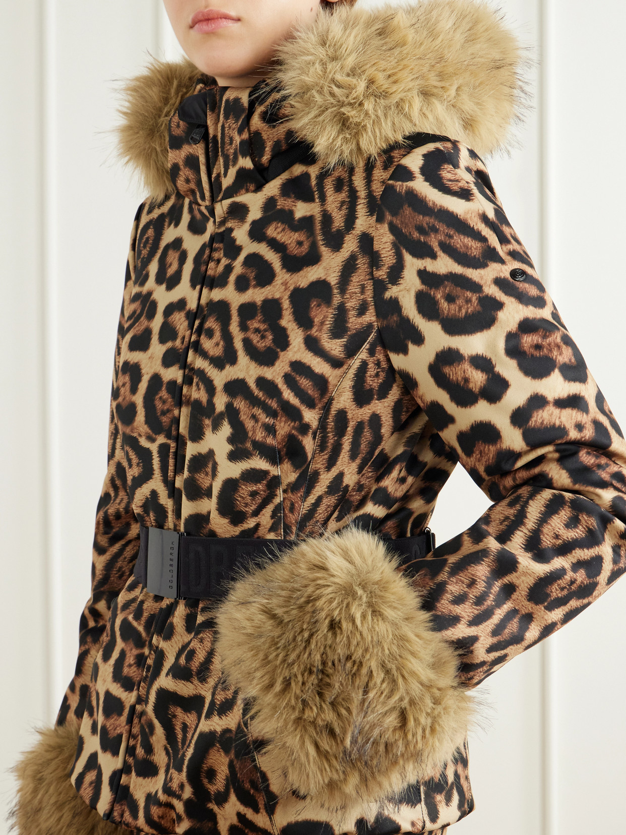 Jagger Belted Plush-Trimmed Leopard-Print Ski Jacket