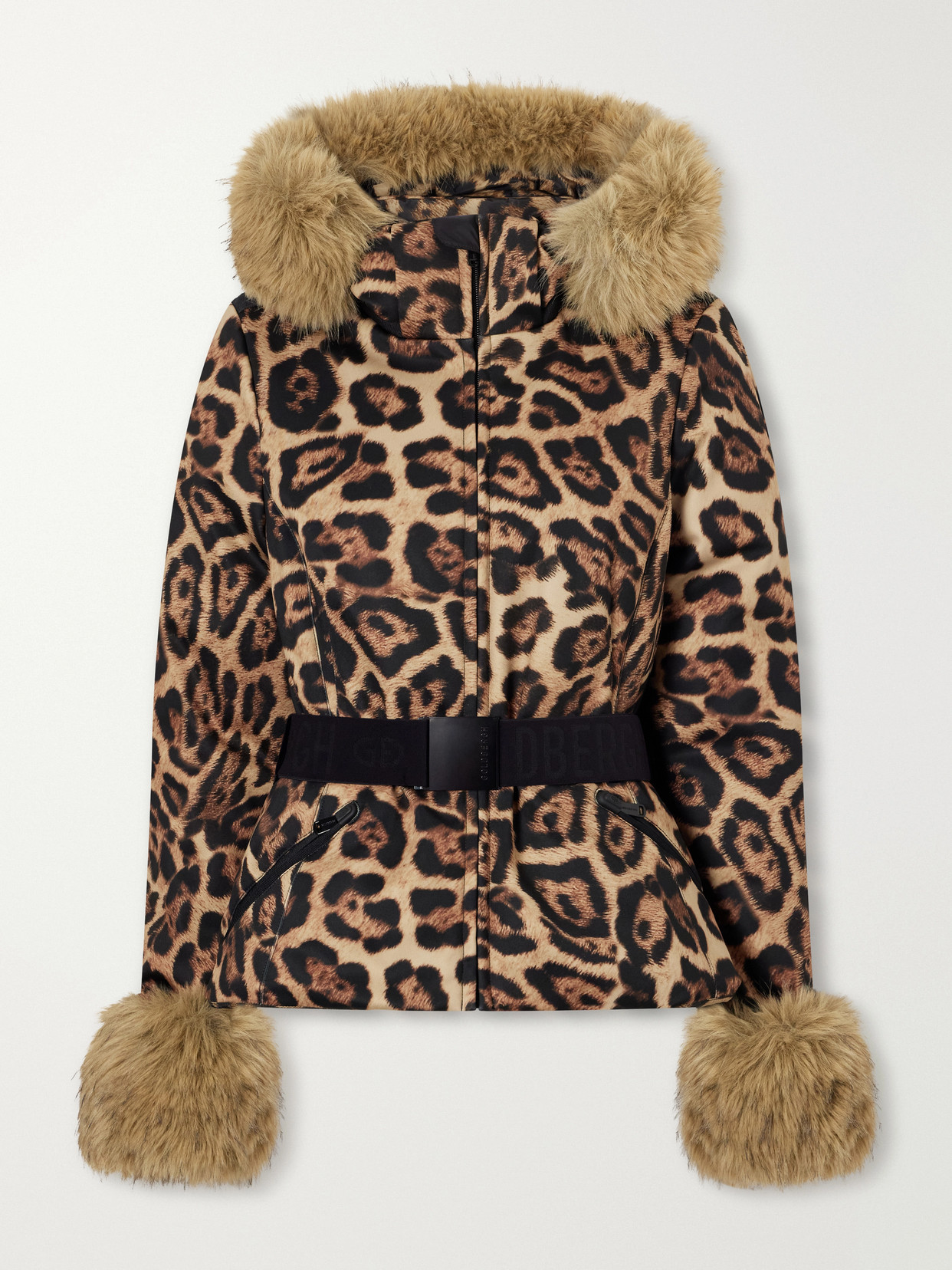 Jagger Belted Plush-Trimmed Leopard-Print Ski Jacket