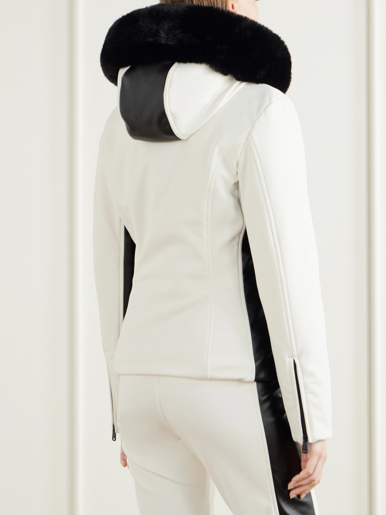 Kibõ Hooded Paneled Plush-Trimmed Stretch-Jersey Ski Jacket