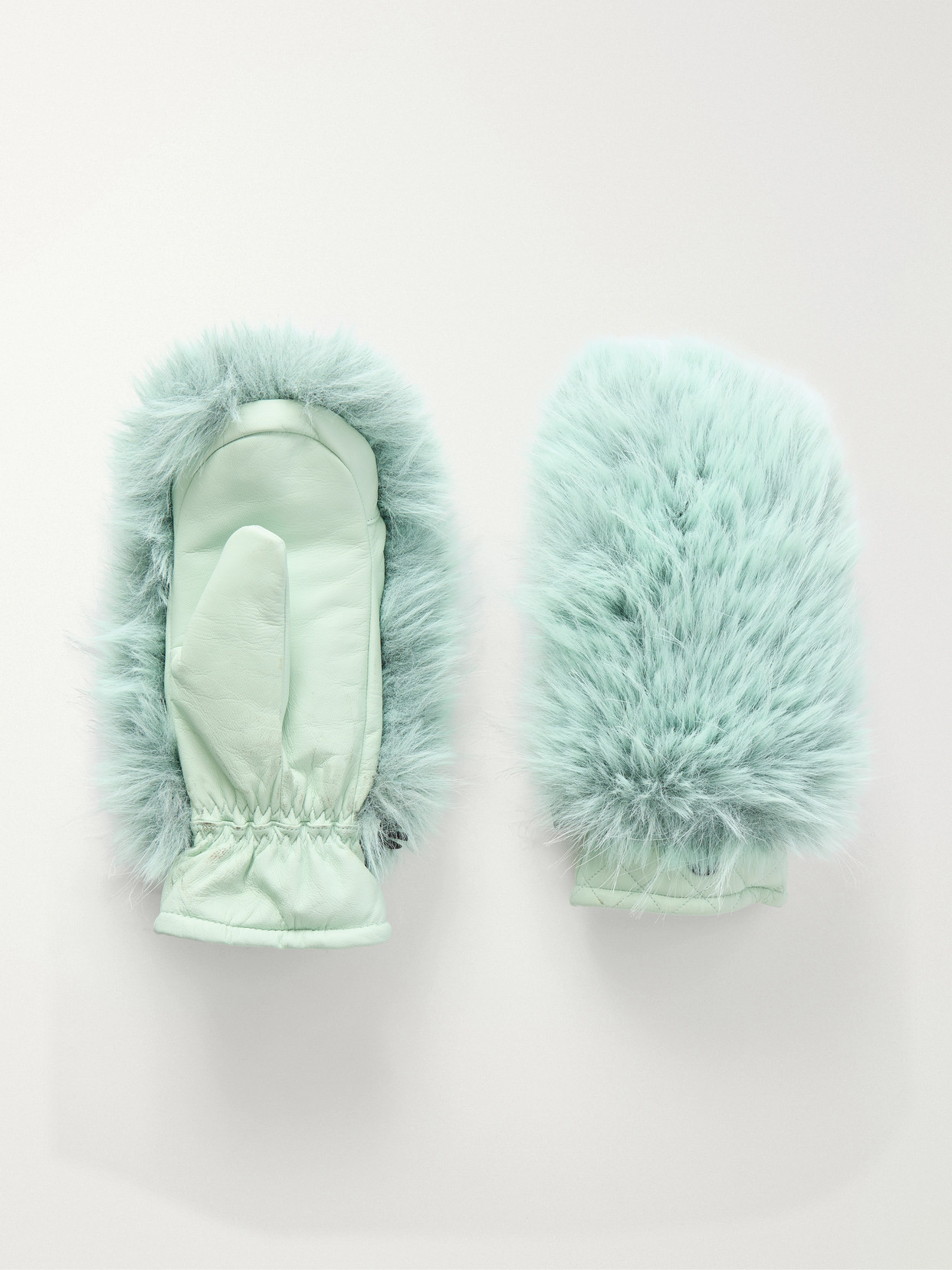 Goldbergh Hill Plush-trimmed Padded Leather Ski Gloves In Green