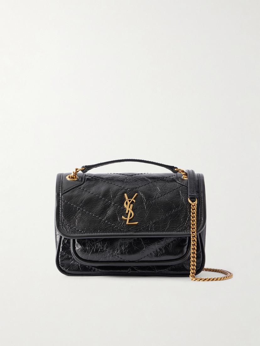 Niki mini Cassandre-embellished crinkled-leather shoulder bag