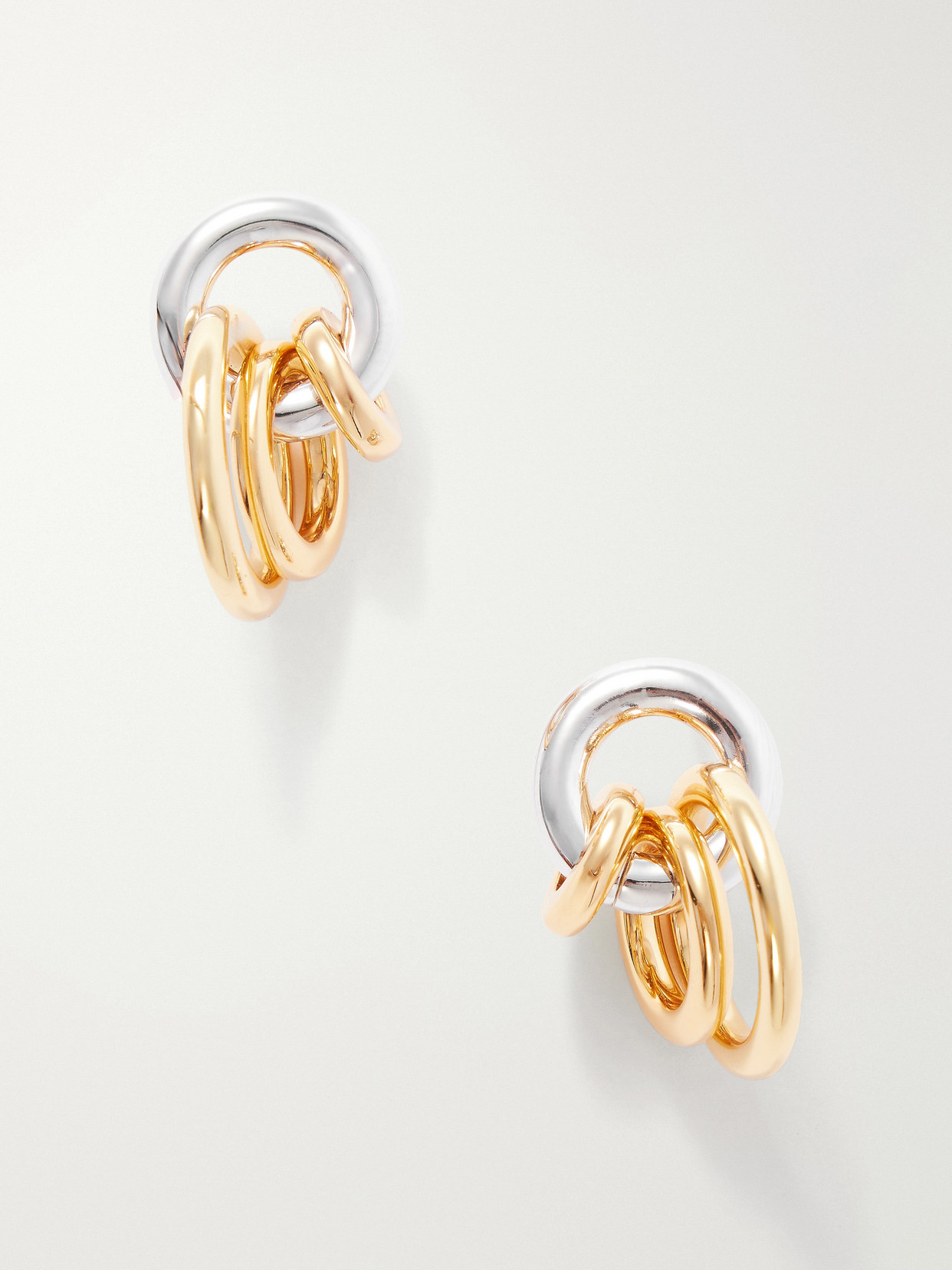Laura Lombardi Aria Two Tone Gold And Silver-toned Hoop Earrings In Multi