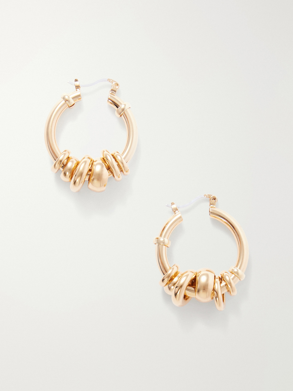 Laura Lombardi Radda Gold-toned Bead-embellished Hoop Earrings