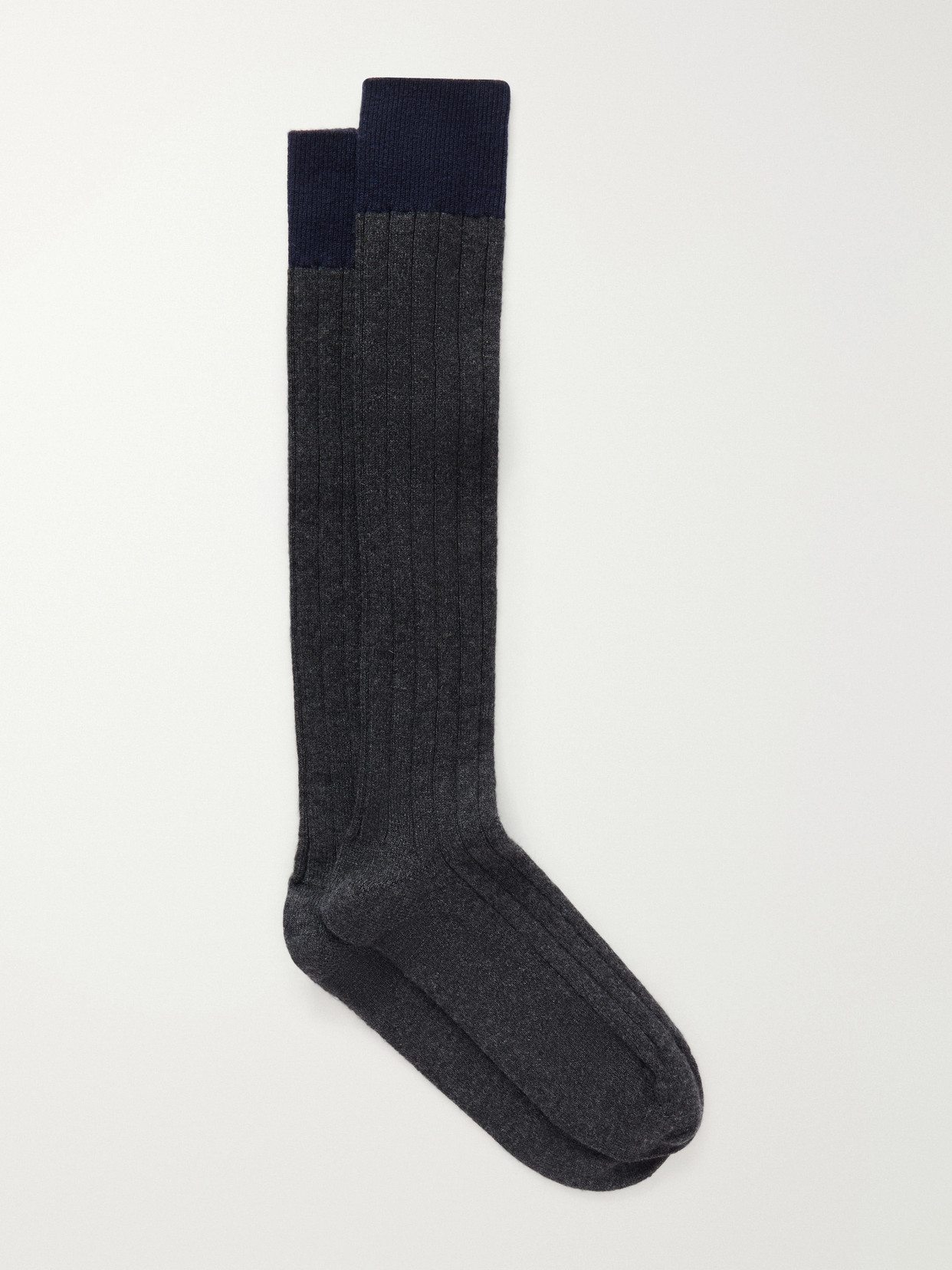 Johnstons Of Elgin Ainsley Two-tone Cashmere-blend Socks In Multi