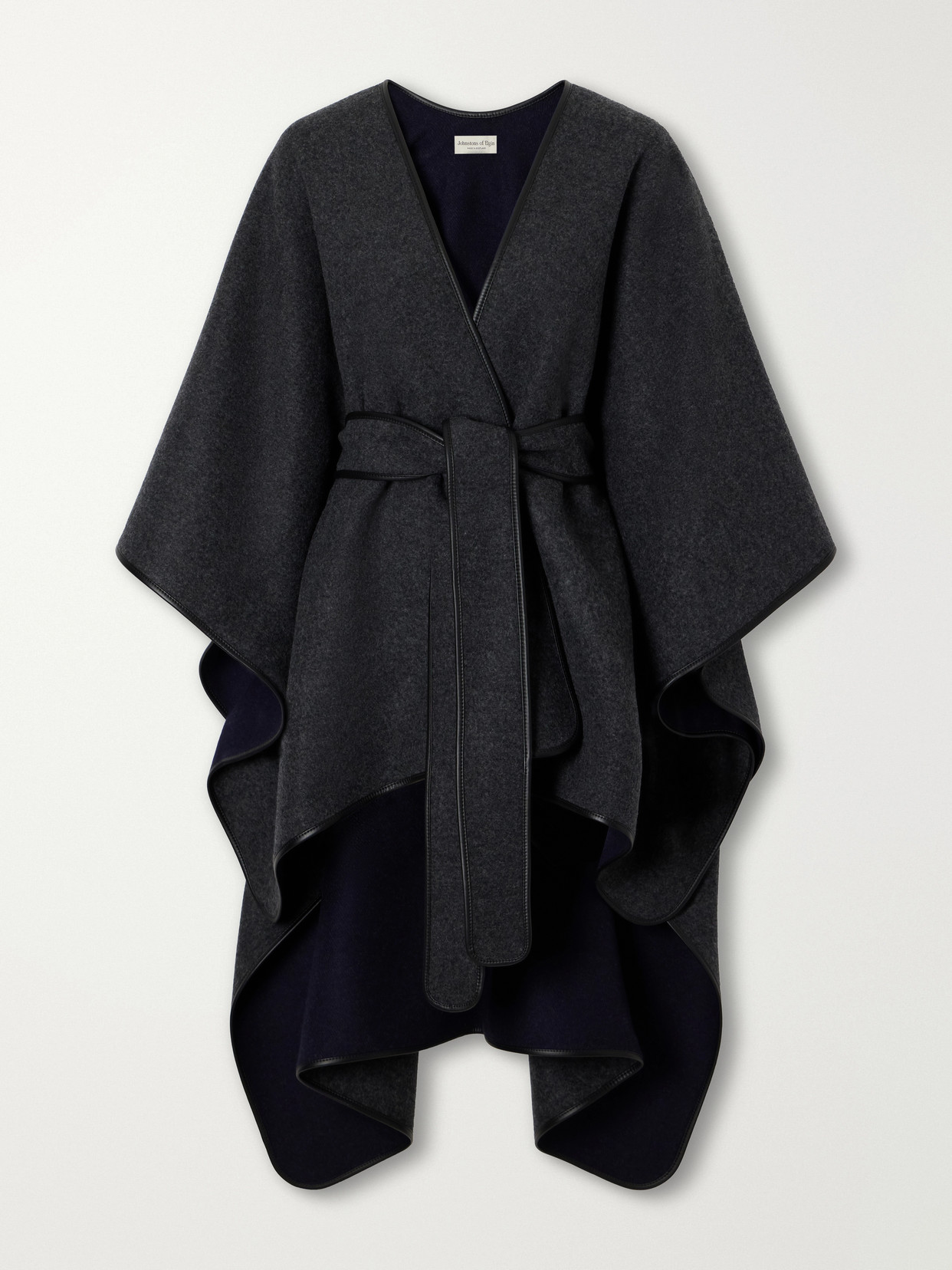 Dalry Belted Leather-Trimmed Two-Tone Wool And Cashmere-Blend Cape