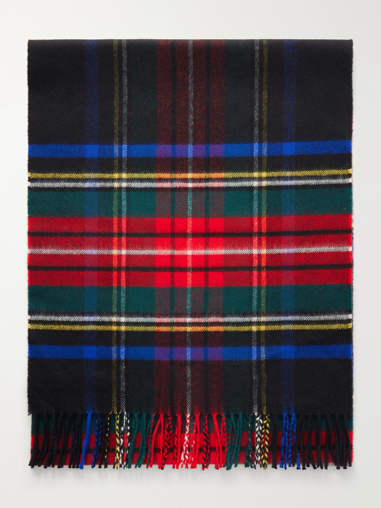 Johnstons Of Elgin Fringed Checked Wool Scarf In Black