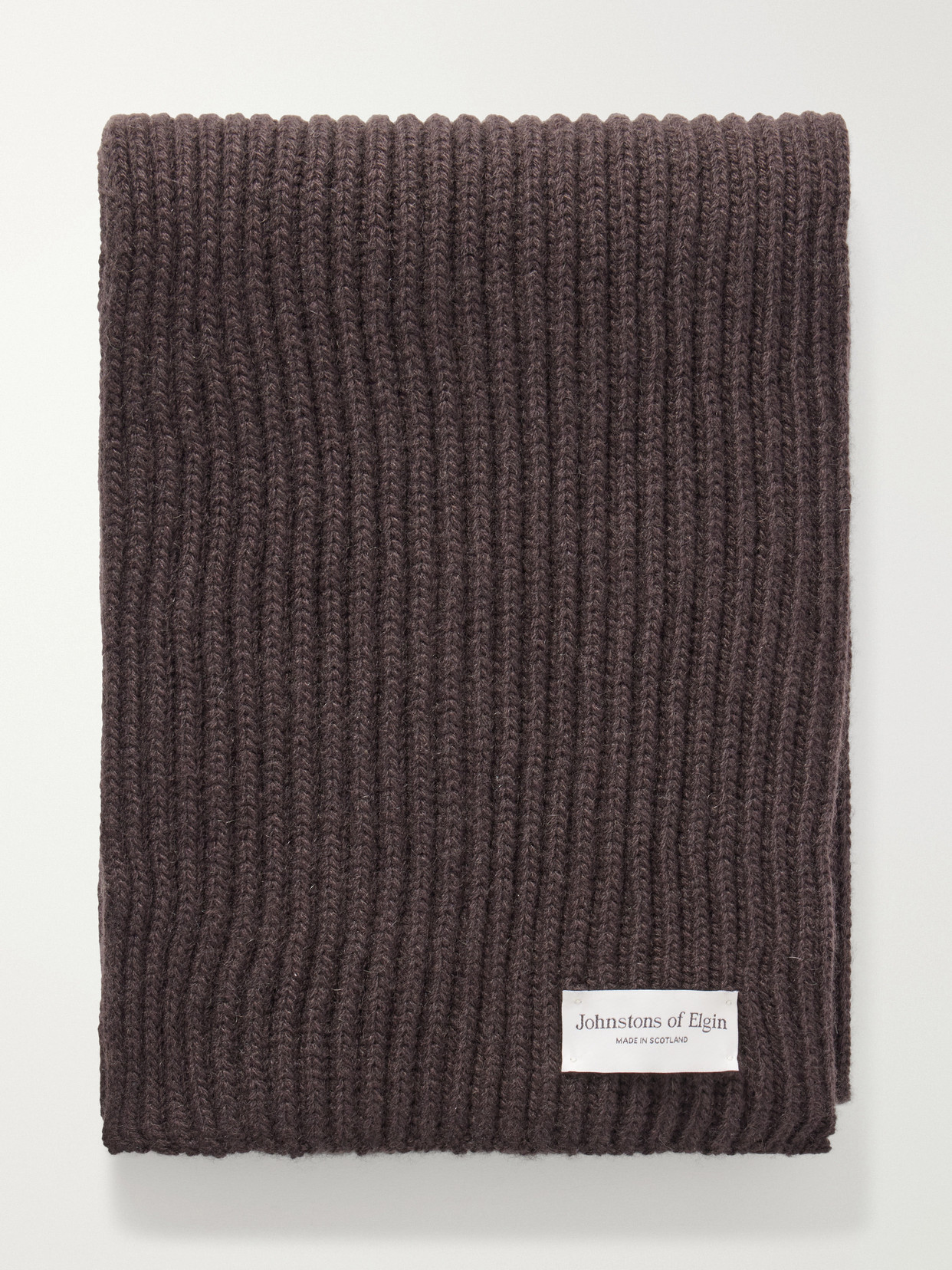 Johnstons Of Elgin Lovat Cashmere Ribbed Scarf In Brown