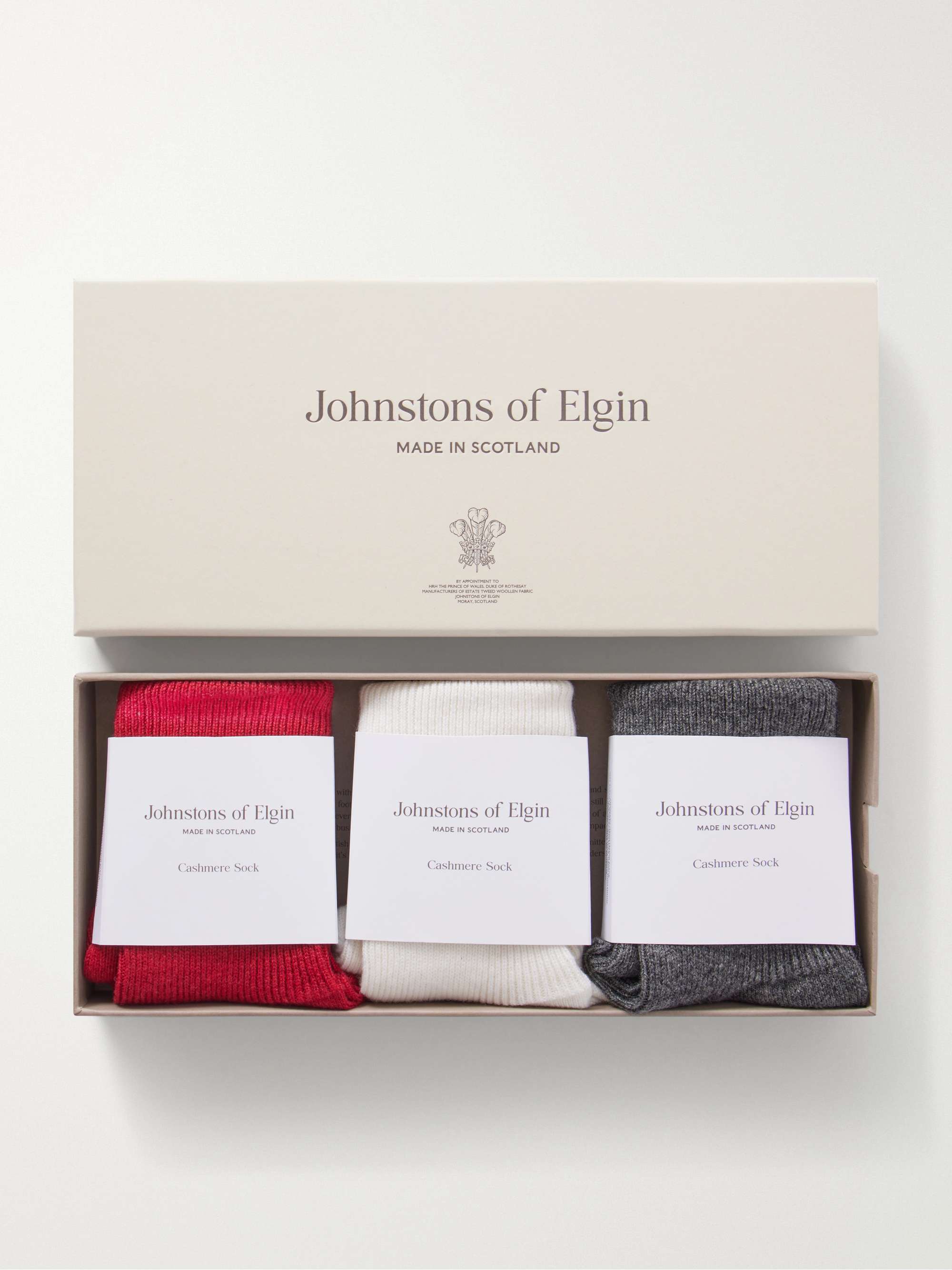 JOHNSTONS OF ELGIN Set of three ribbed cashmere-blend socks