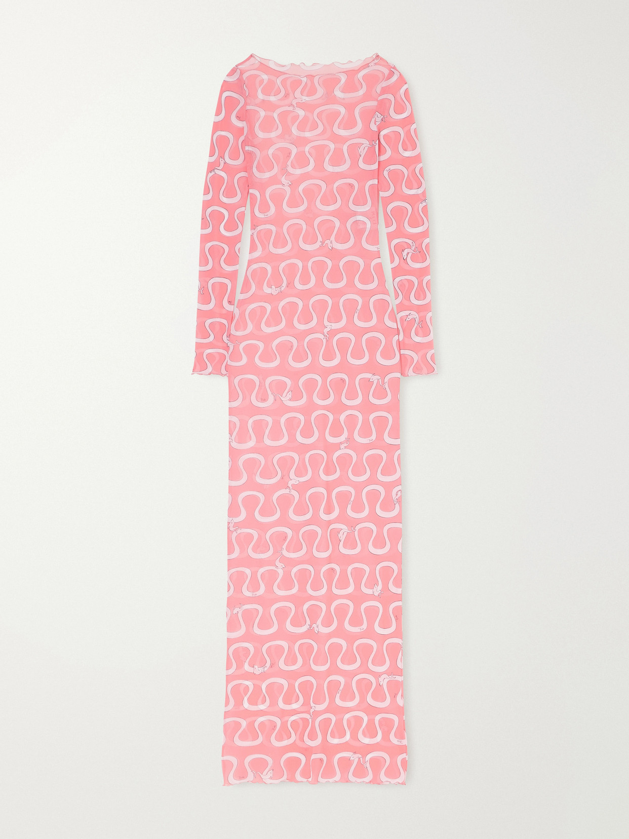 Pucci Printed Mesh Maxi Dress In Pink
