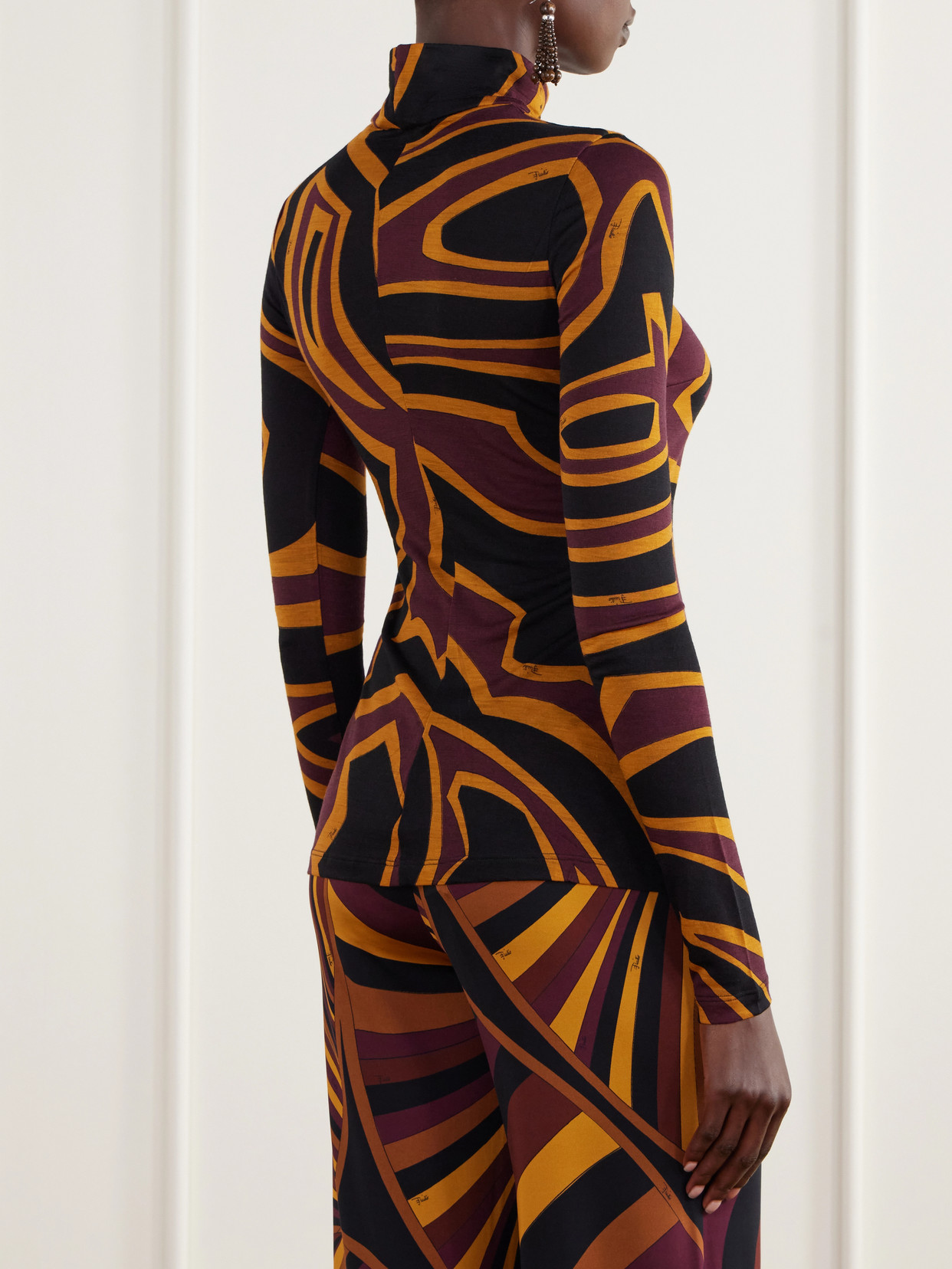 Pucci - Fiammato Printed Wool-Blend Jersey Blouse