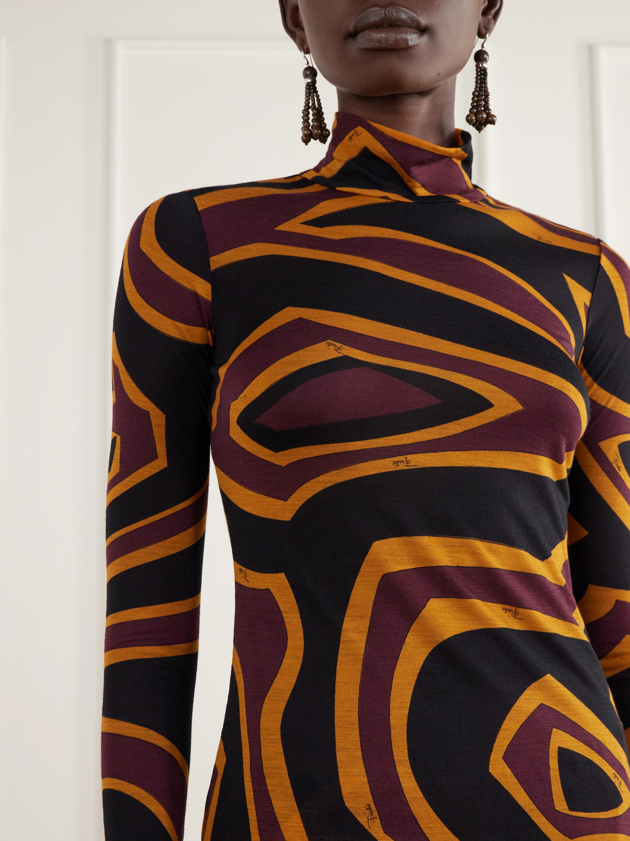 Pucci - Fiammato Printed Wool-Blend Jersey Blouse