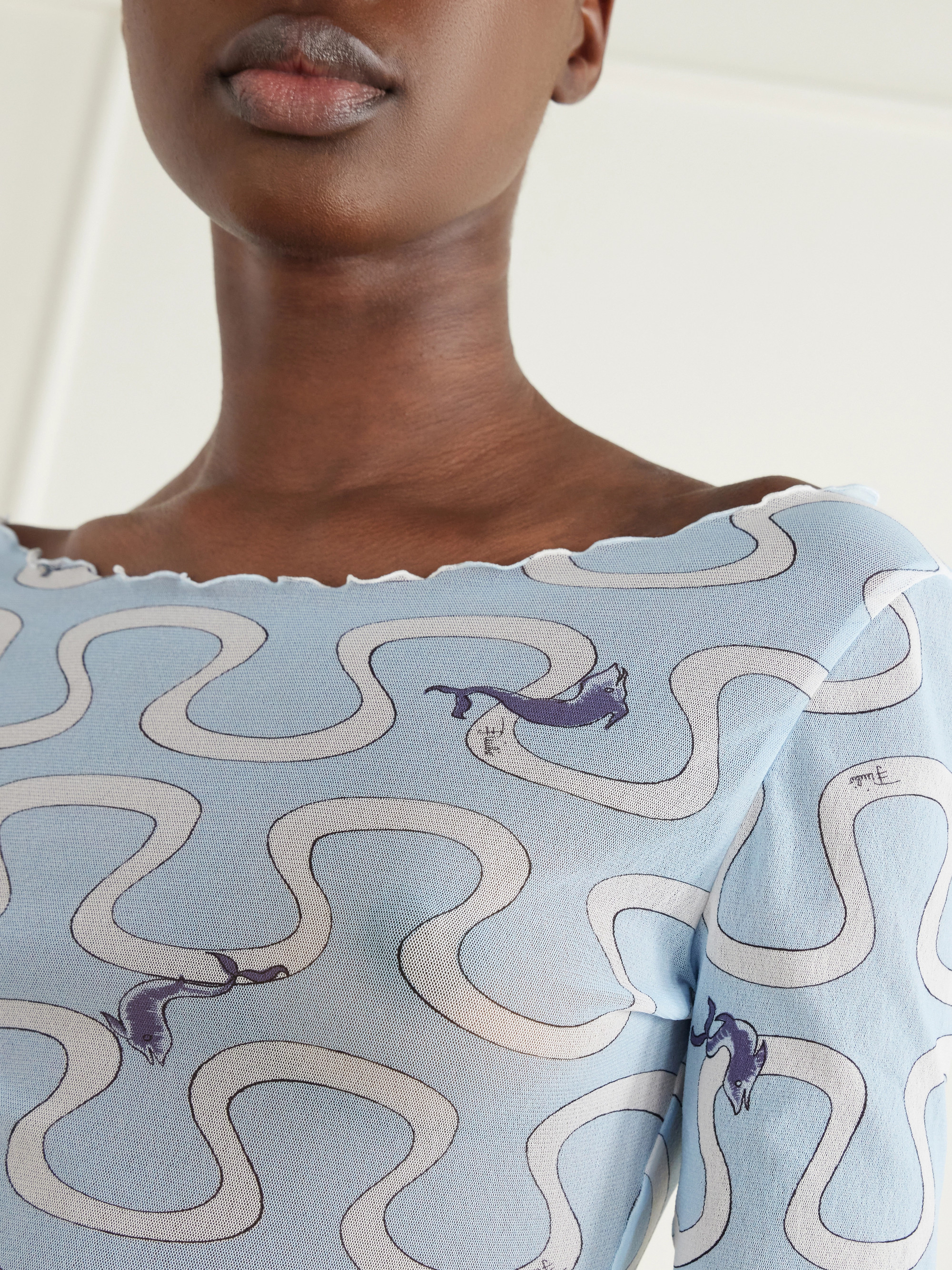 Pucci Printed stretch-tulle top