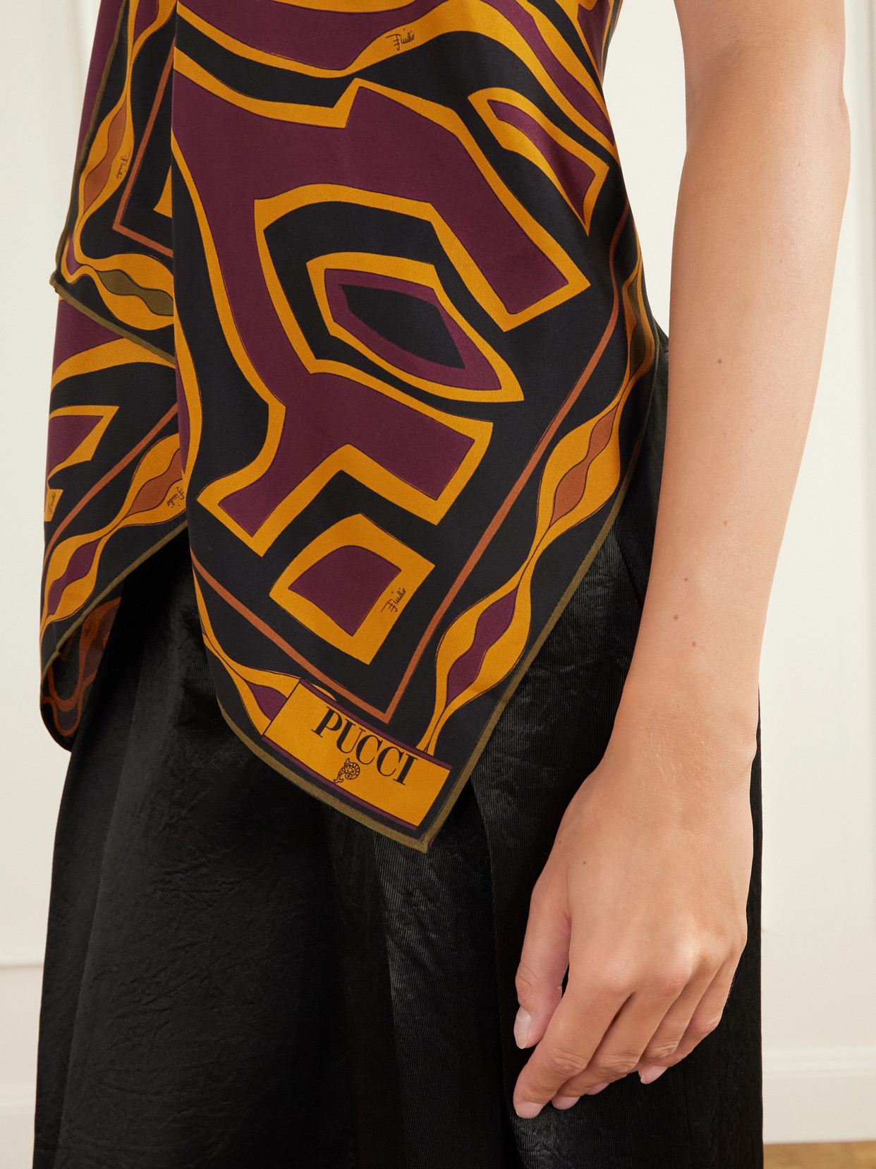 Pucci - Chain-Embellished Draped Printed Silk-Twill Halterneck Top