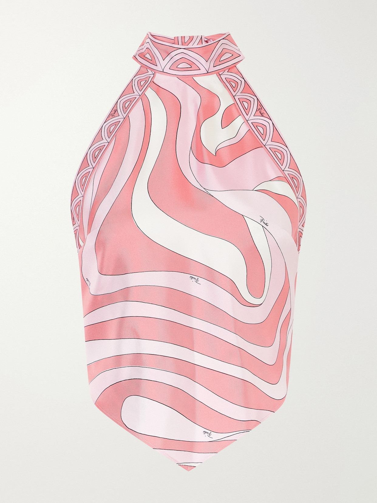 Pucci Printed Silk-twill Halterneck Top In Pink