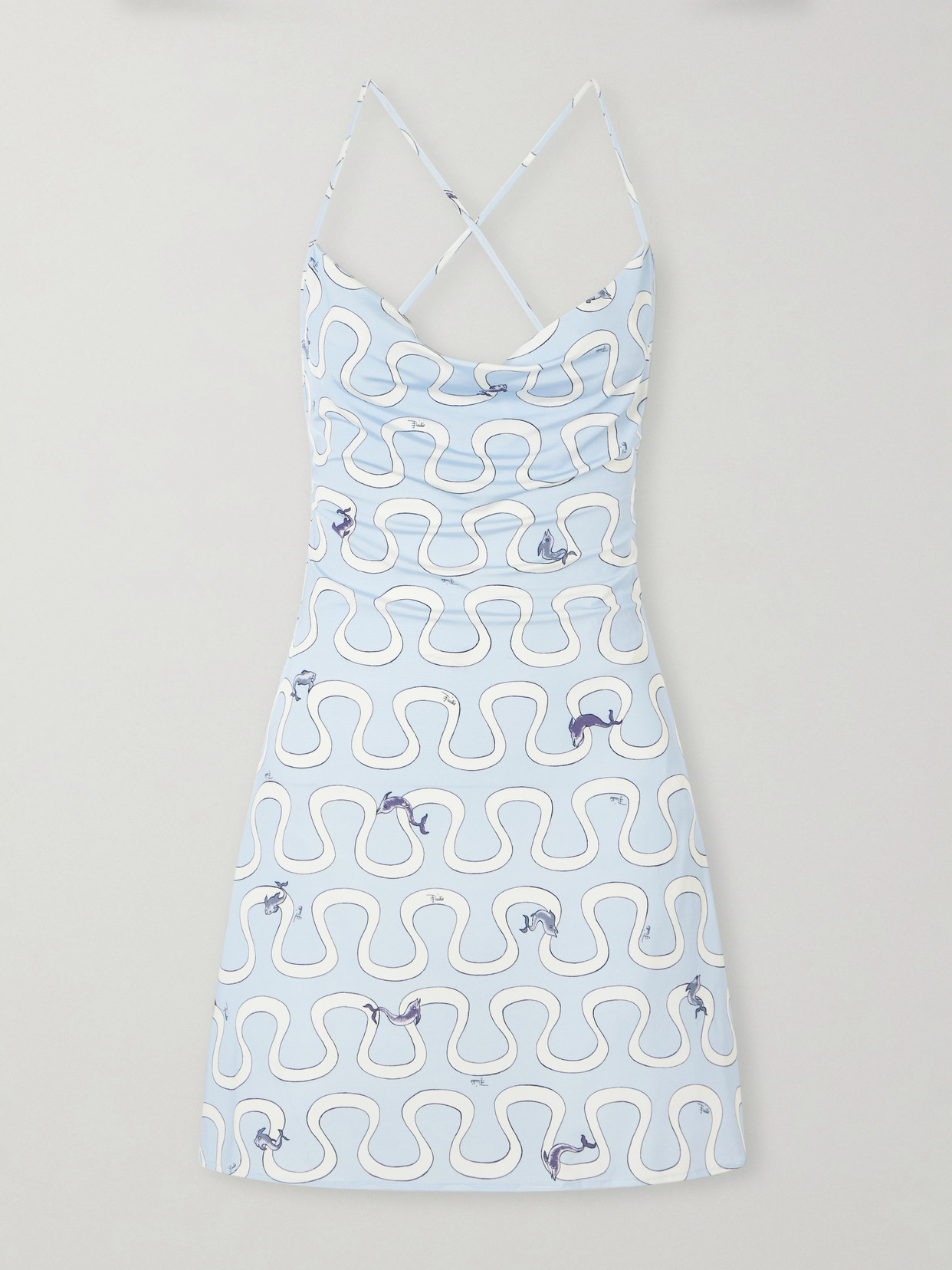 Pucci Printed Satin Dress In Blue