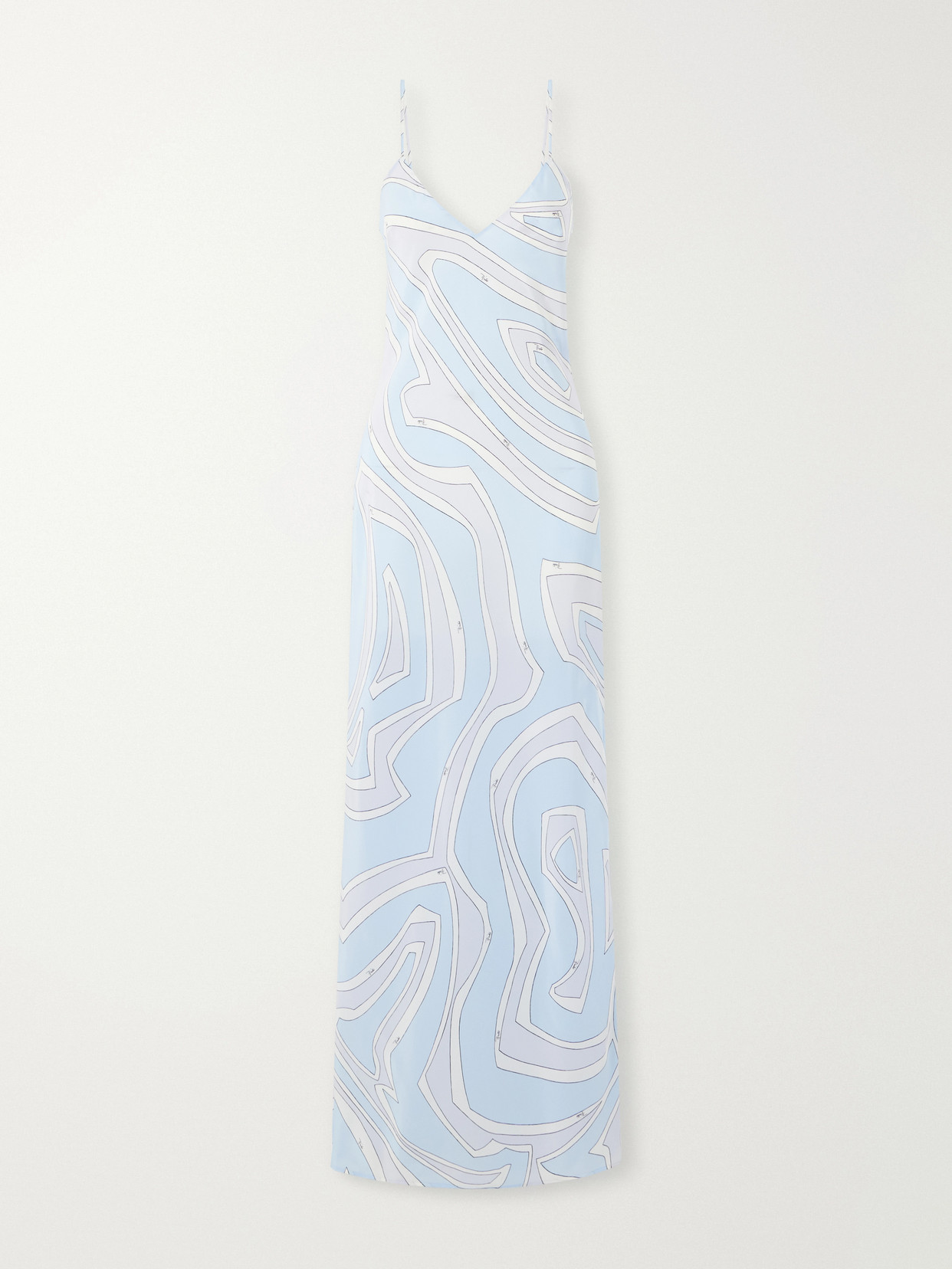 Pucci Printed Silk Crepe De Chine Maxi Dress In Blue