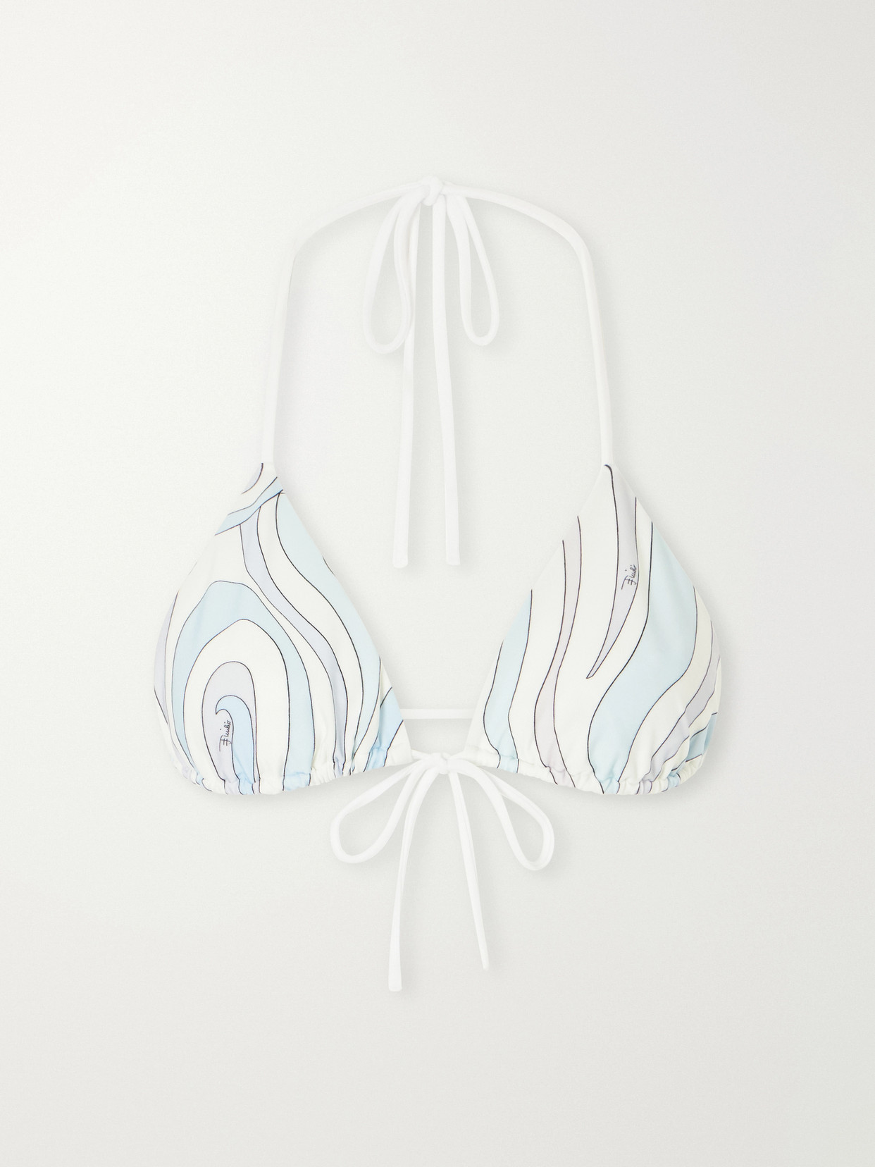 Pucci Printed Triangle Bikini Top In Blue