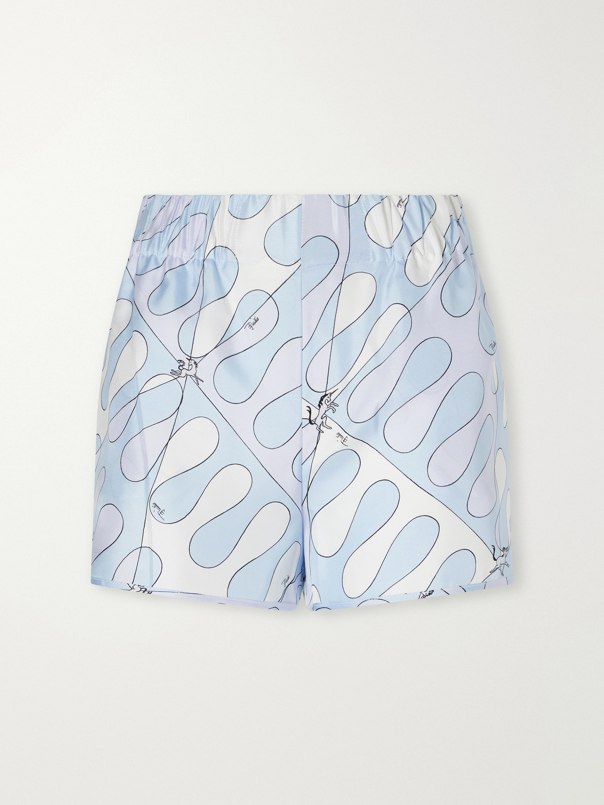 Pucci Printed Silk-twill Shorts In Blue