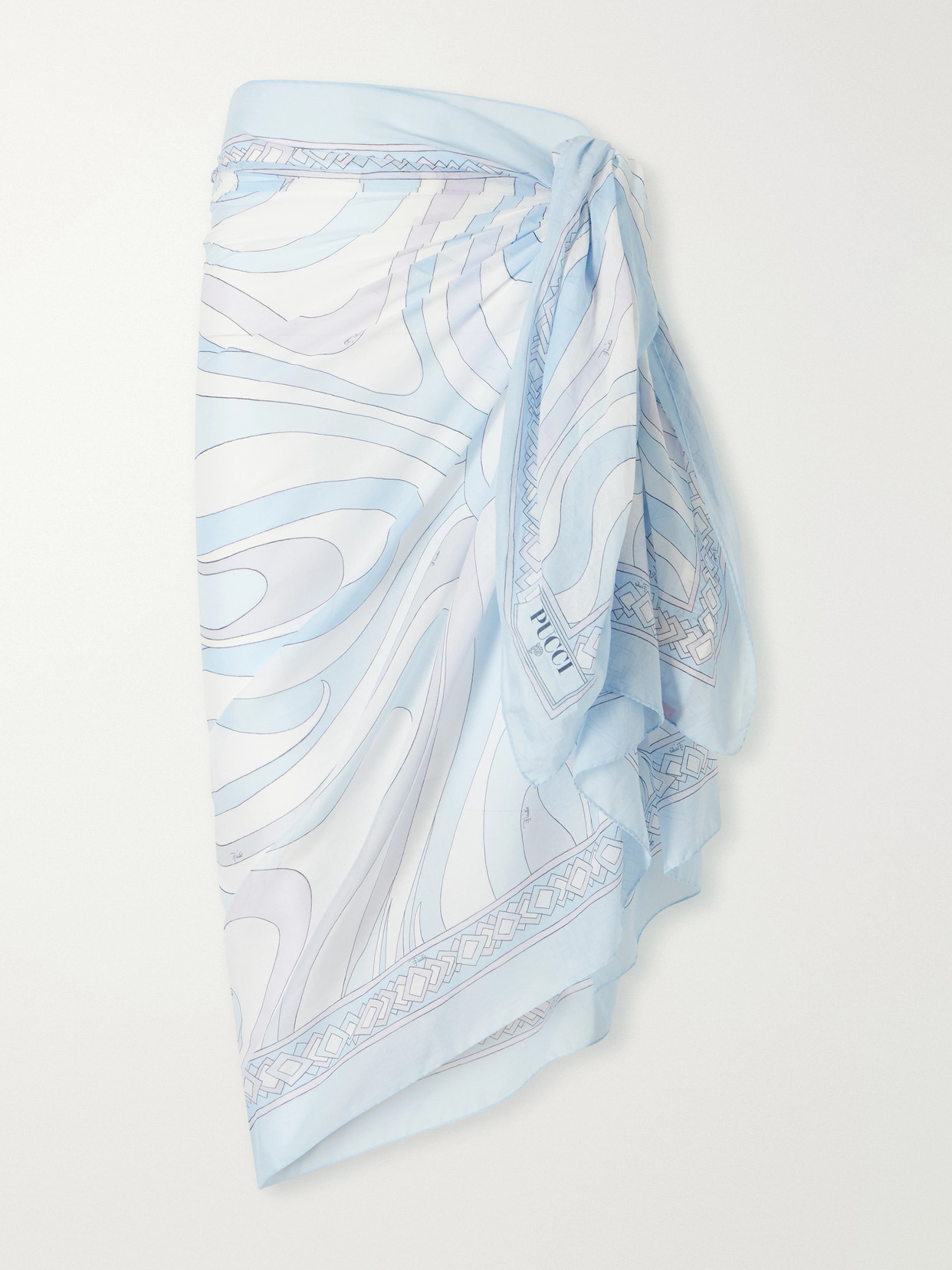 Pucci Printed Cotton-voile Pareo In Blue