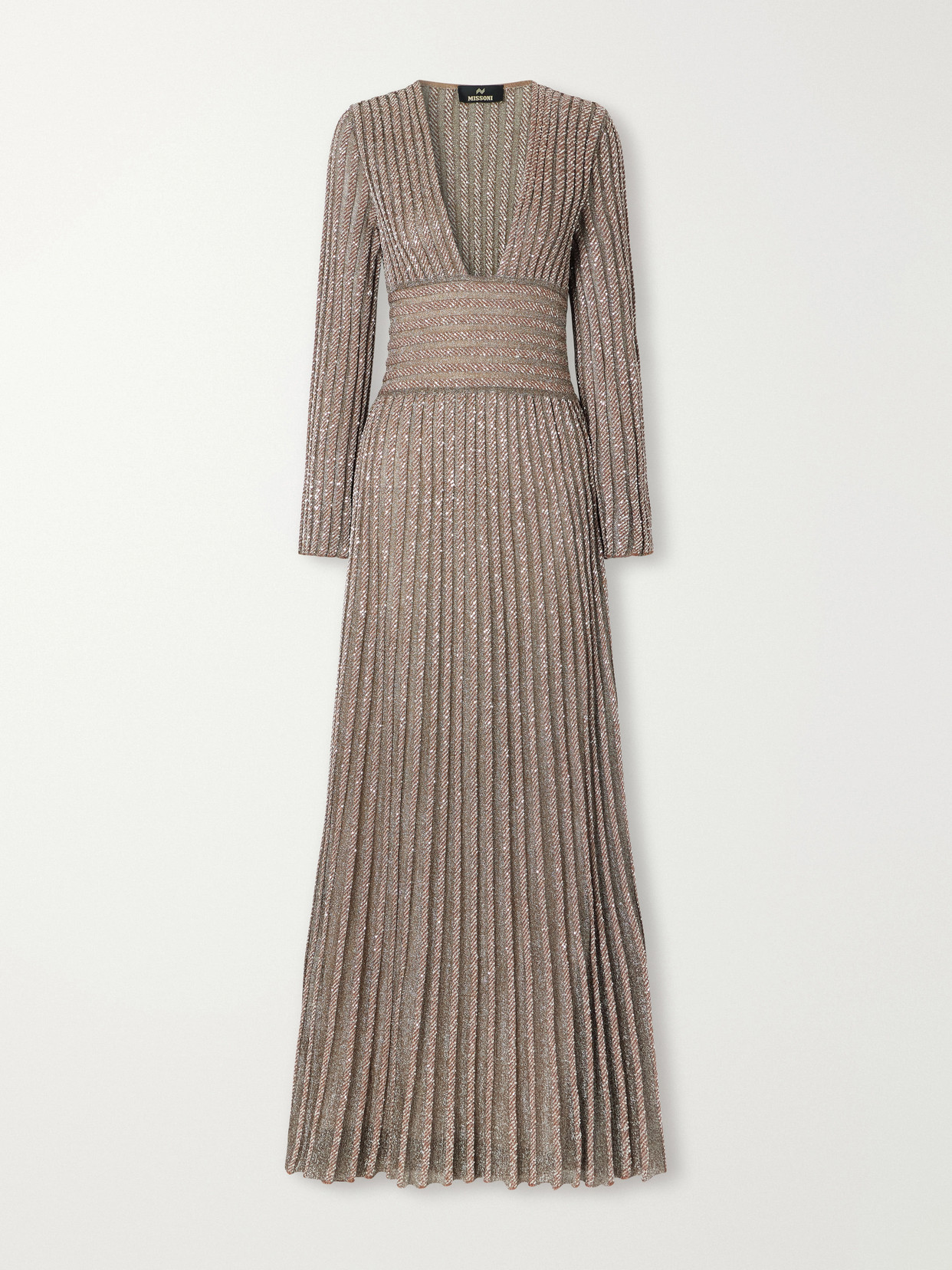 Missoni Ribbed Metallic Crochet-knit Maxi Dress In Pink