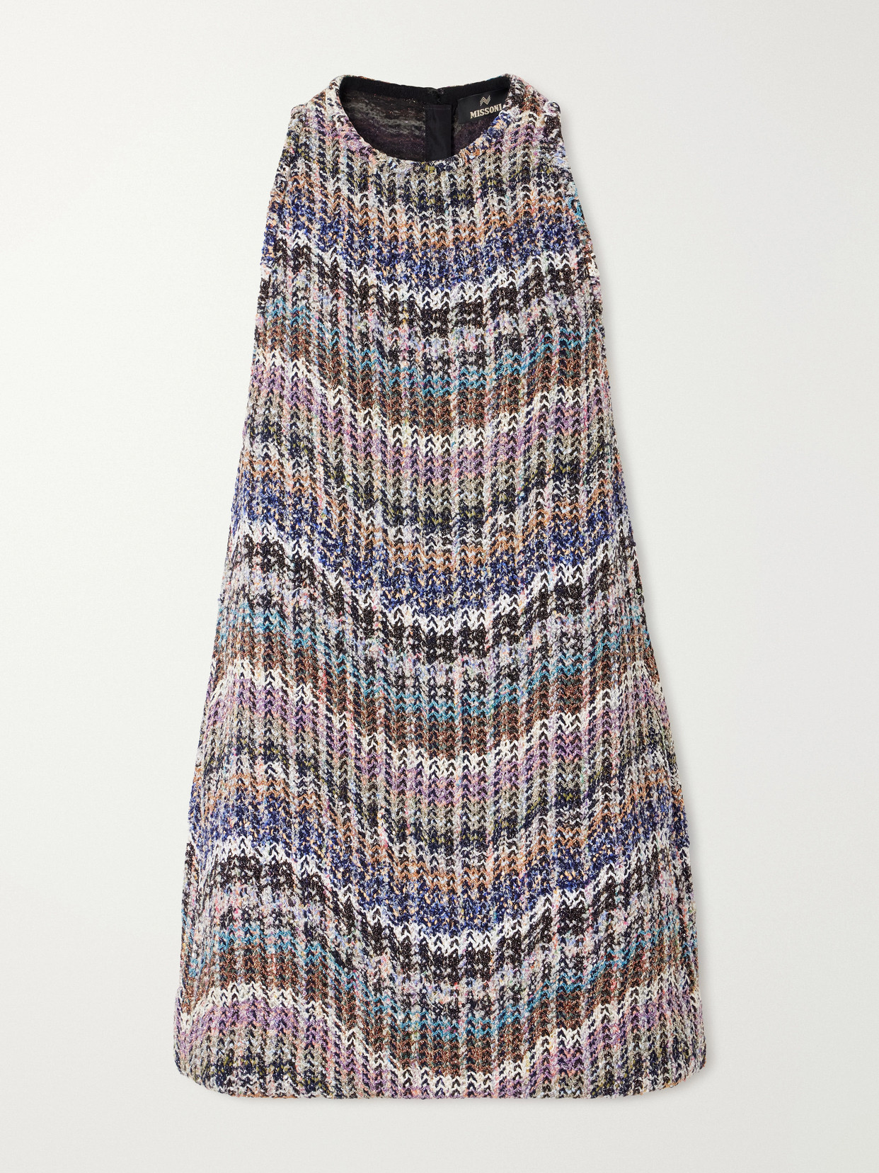 Missoni Striped Metallic Crochet-knit Mini Dress In Multi