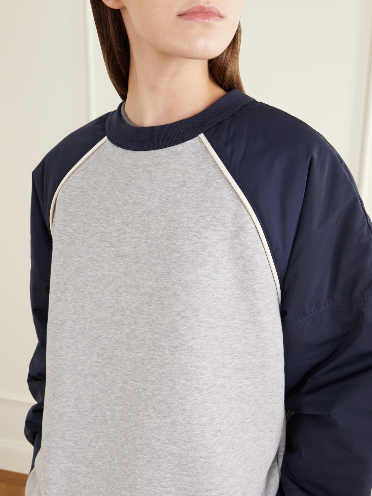 +Zendaya Two-Tone Piped Cotton-Blend Jersey Sweatshirt