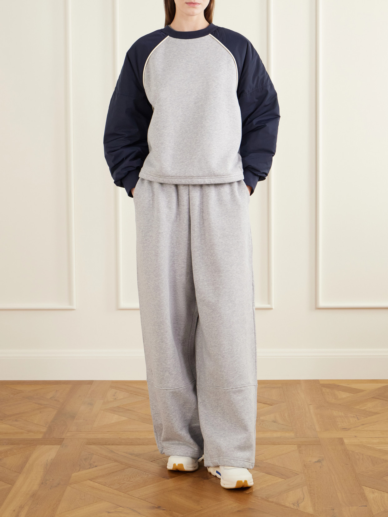 +Zendaya Two-Tone Piped Cotton-Blend Jersey Sweatshirt