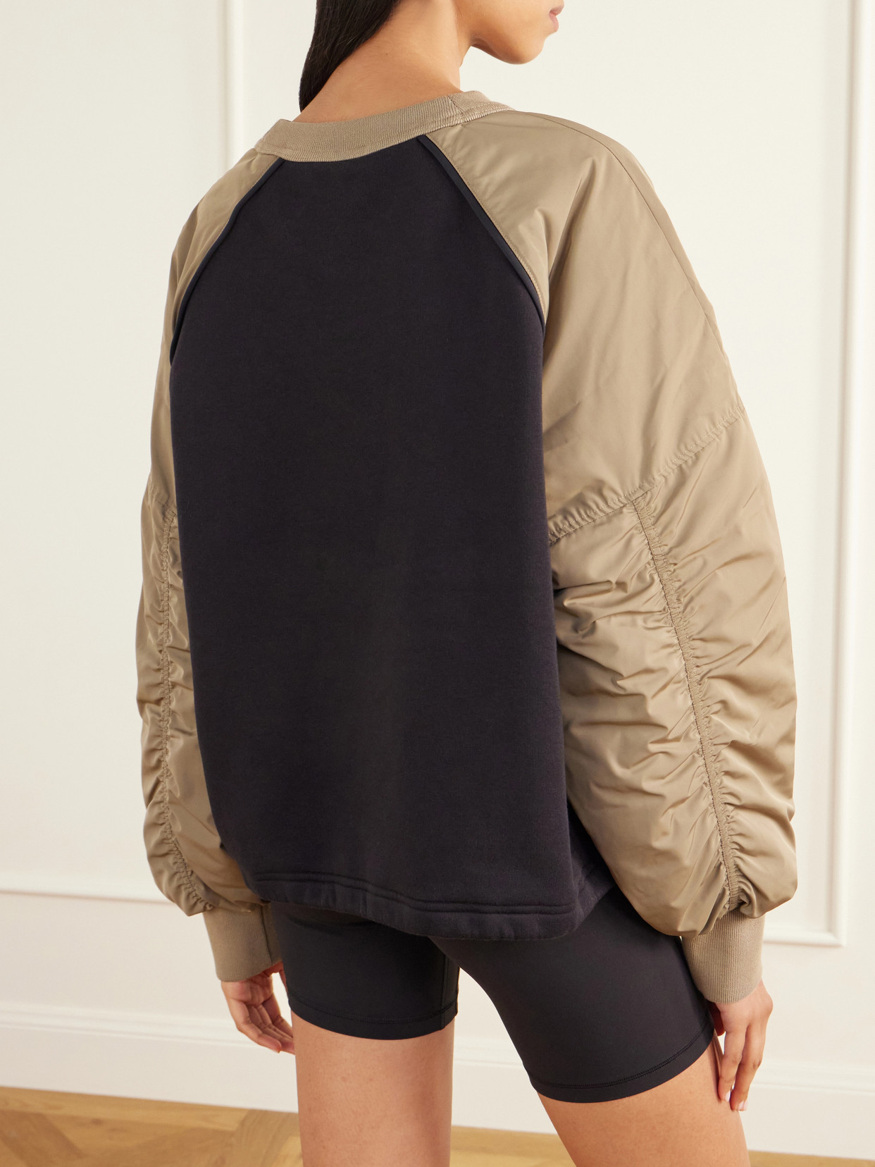 + Zendaya Two-Tone Shell-Trimmed Cotton-Blend Jersey Sweatshirt