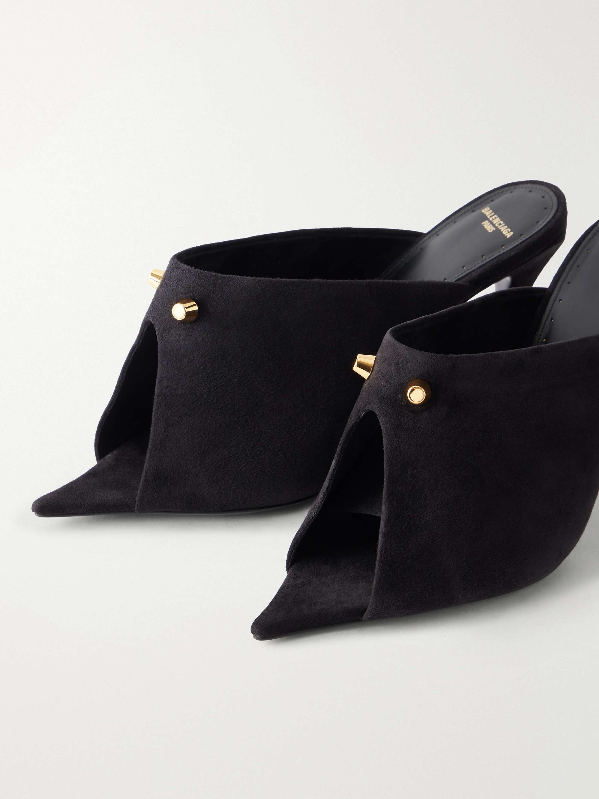 BALENCIAGA Midnight City studded suede mule | NET-A-PORTER