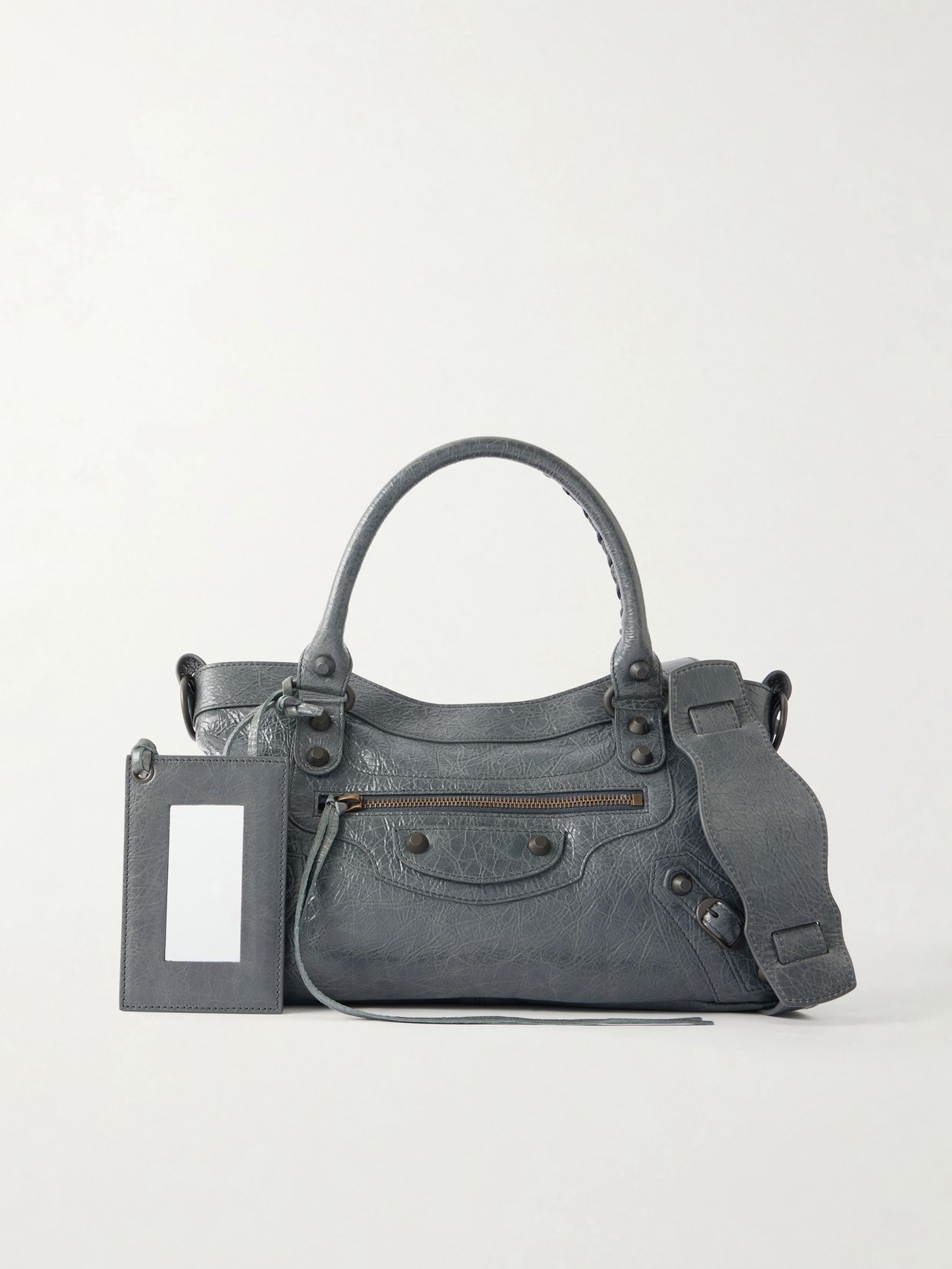 le city crinkled leather shoulder bag