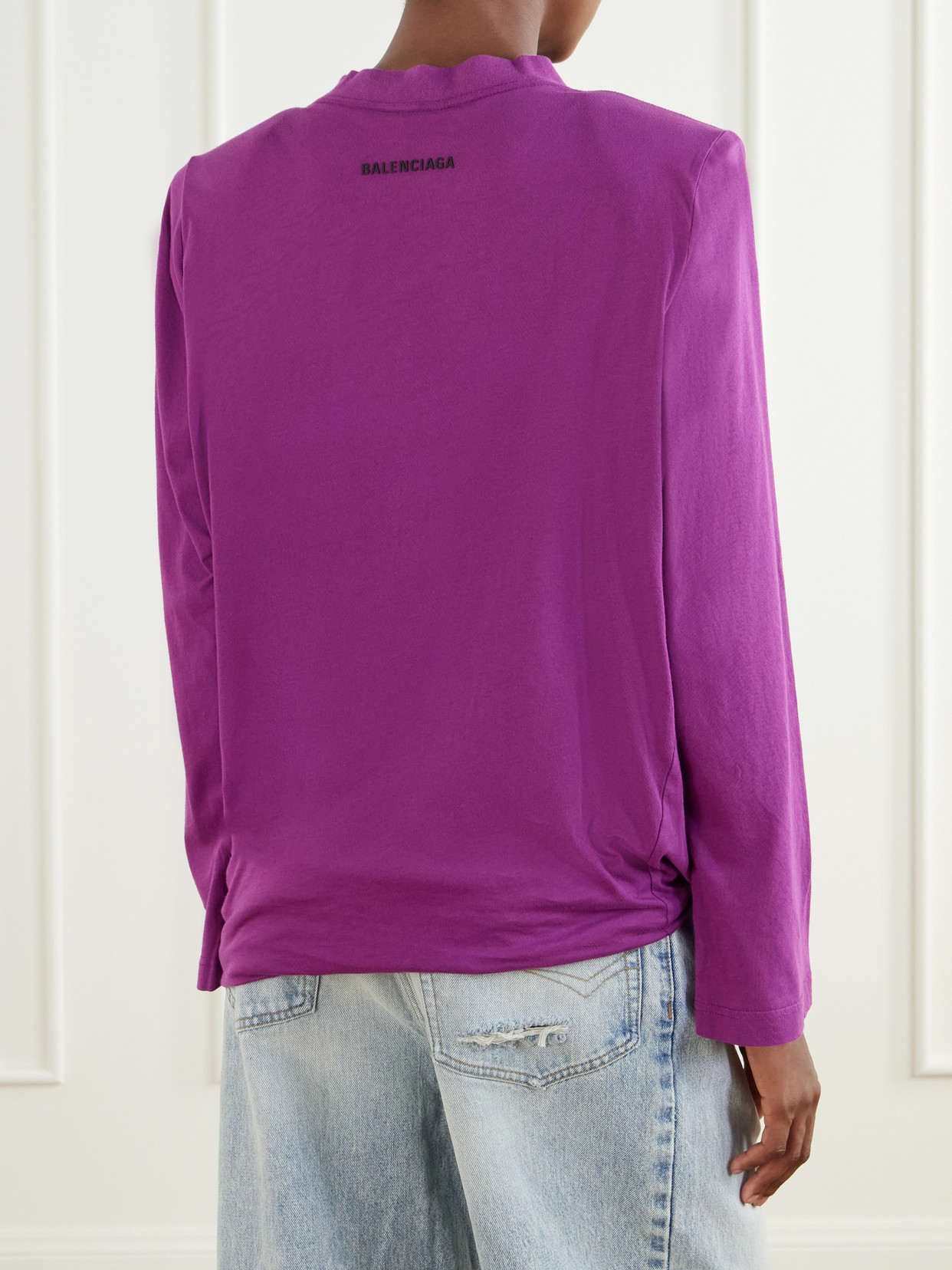Gathered Cotton-Jersey T-Shirt