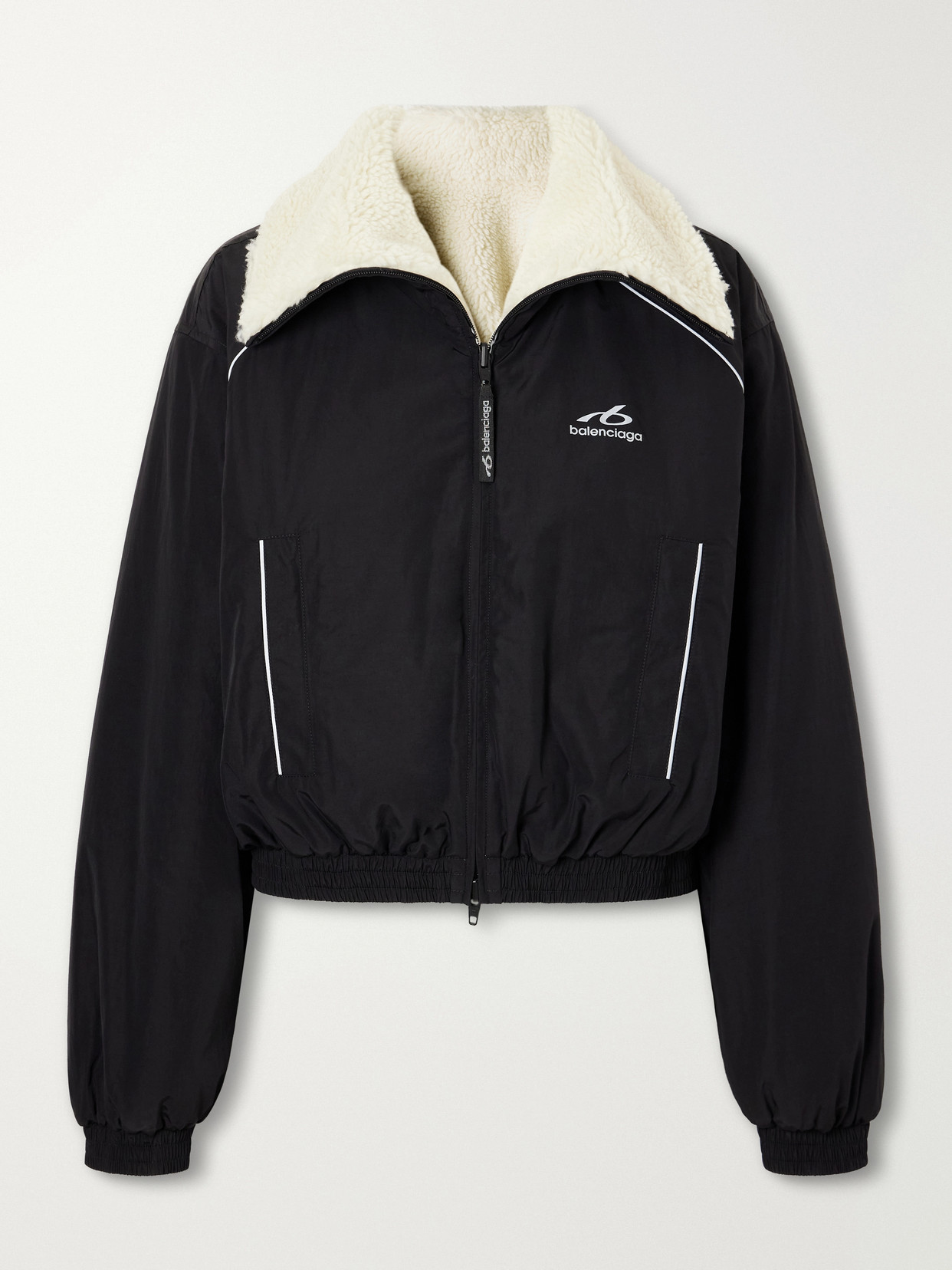 Cropped Plush-Trimmed Coated Cotton-Blend Shell Ski Jacket