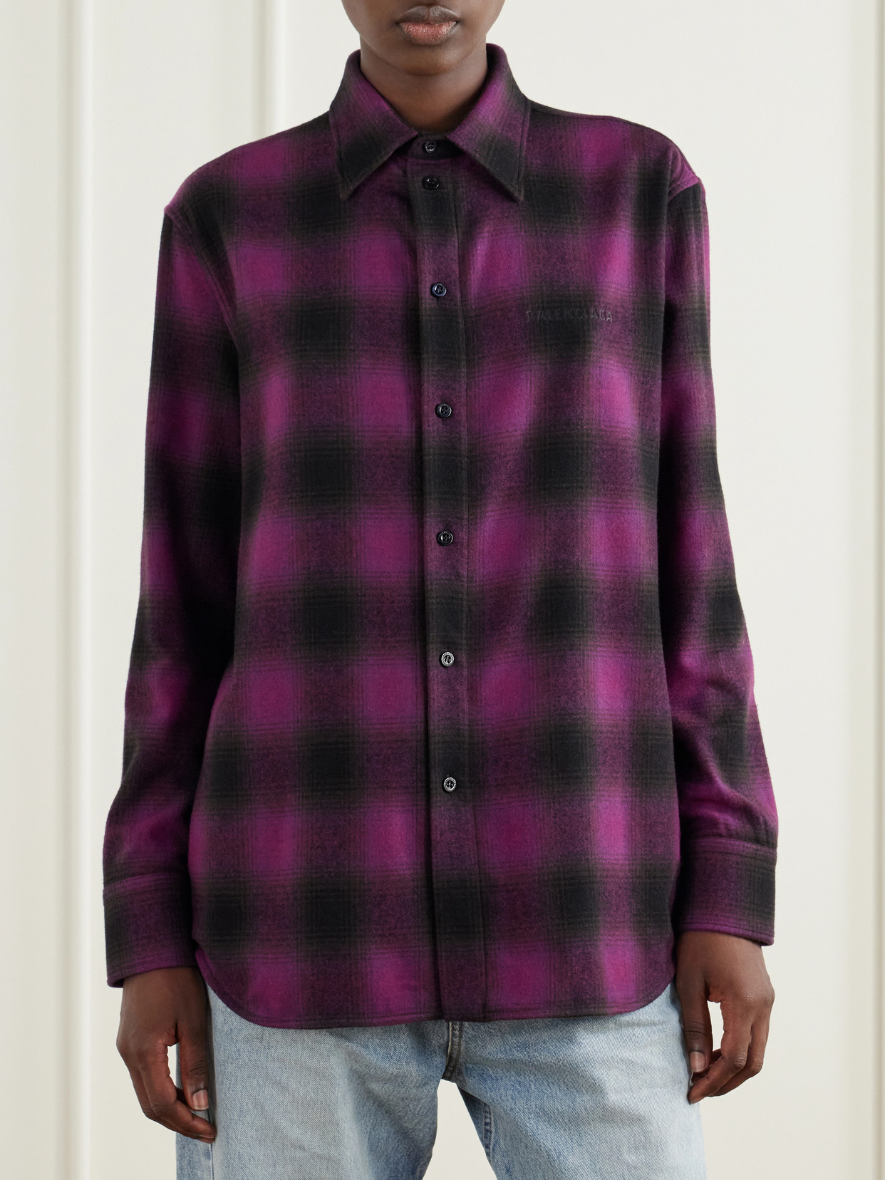 Checked Wool-Blend Shirt