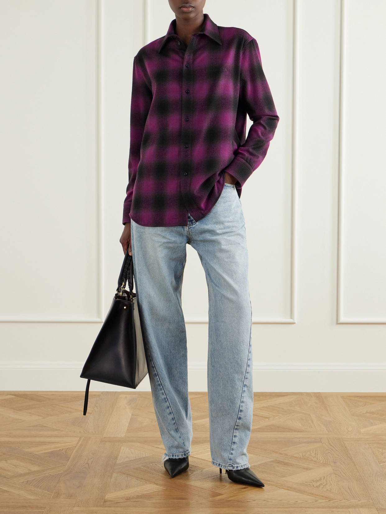 Checked Wool-Blend Shirt