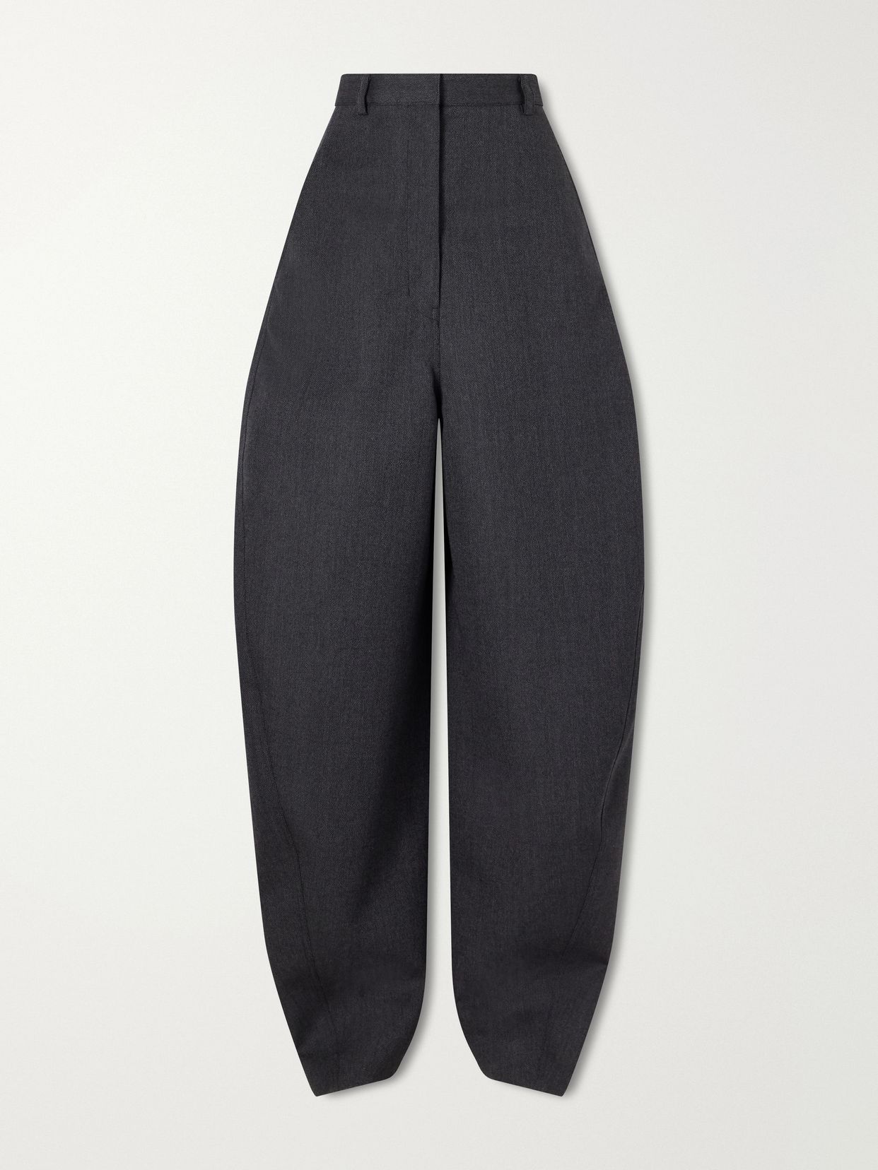 High-waist barrel-leg wool pants