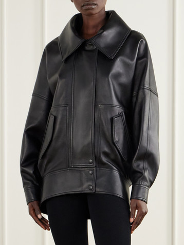 Balenciaga Oversized paneled leather biker jacket