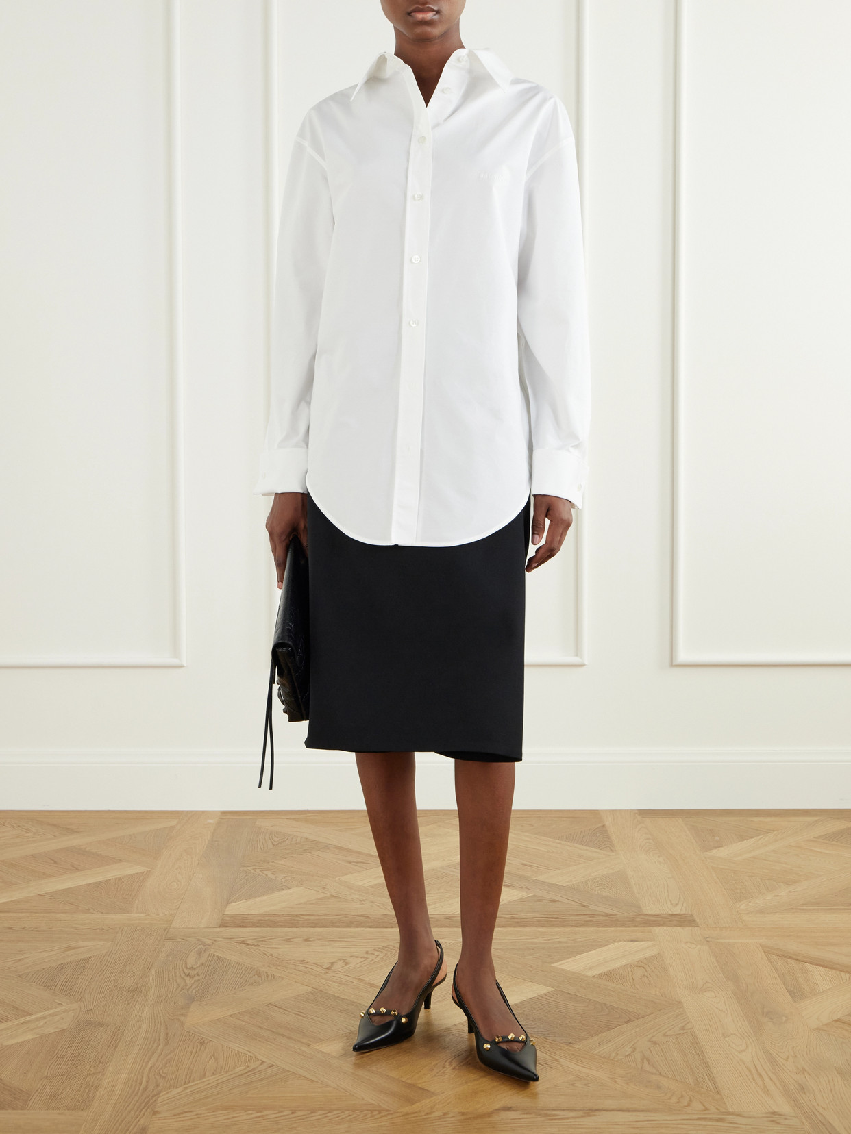 Folded Wool-Crepe Midi Skort