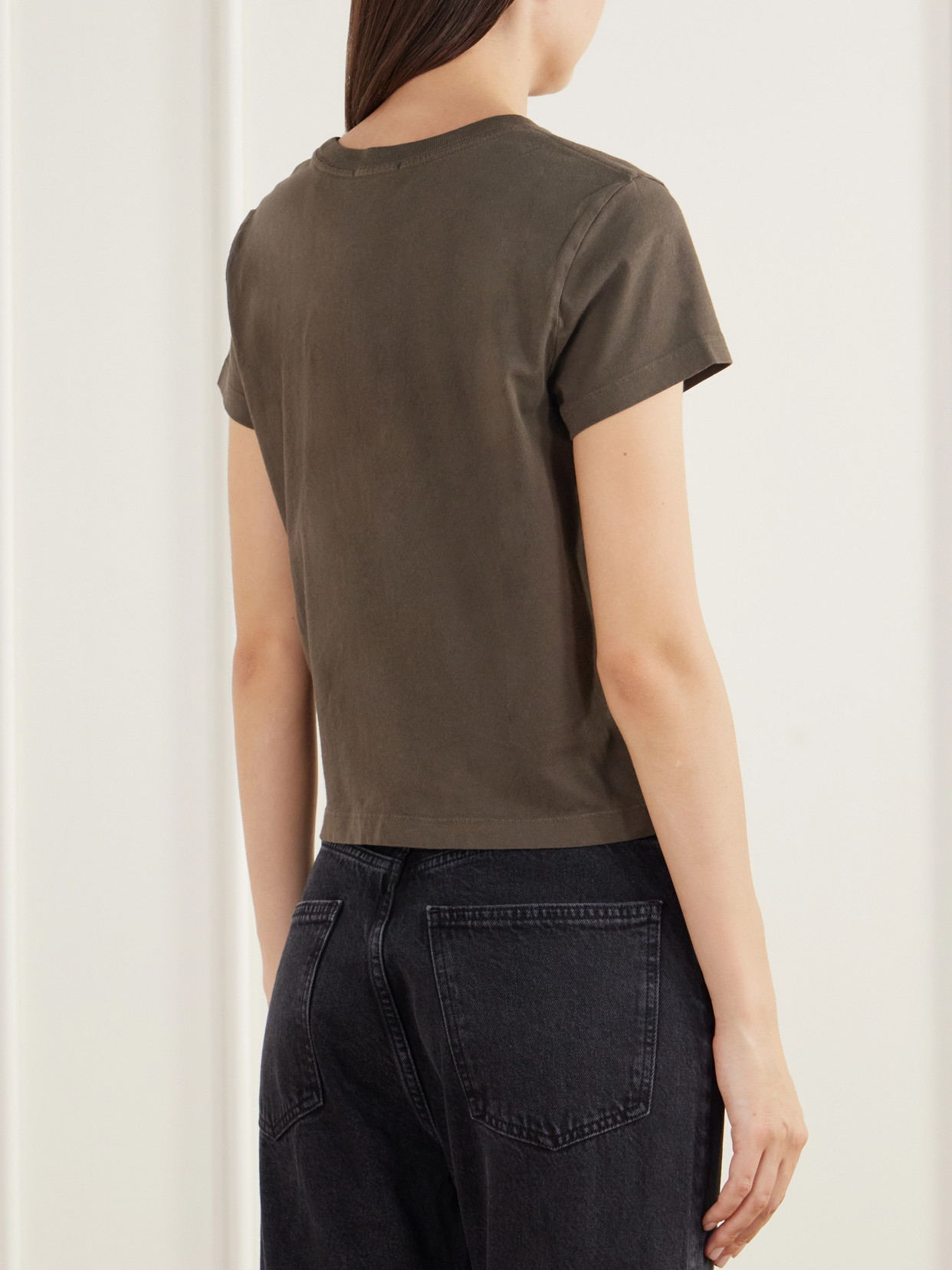 Adine Cropped Organic Cotton-Jersey T-Shirt
