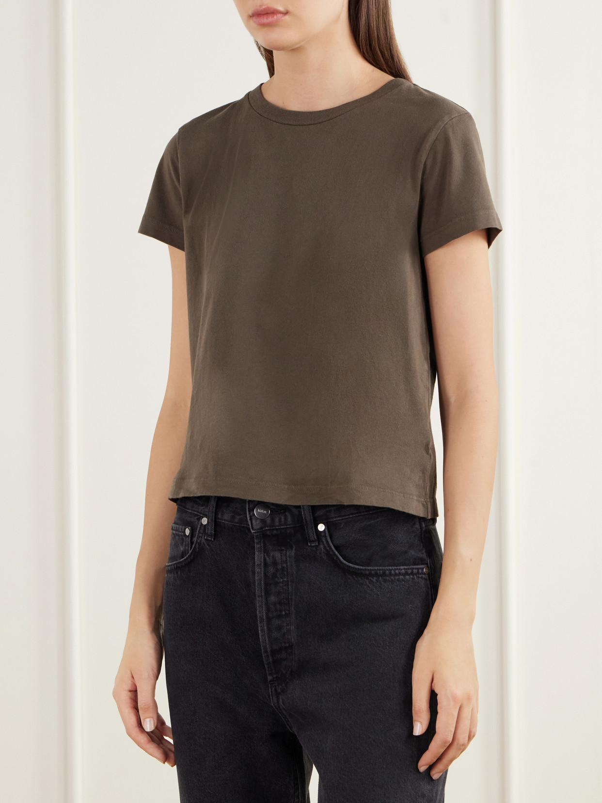 Adine Cropped Organic Cotton-Jersey T-Shirt